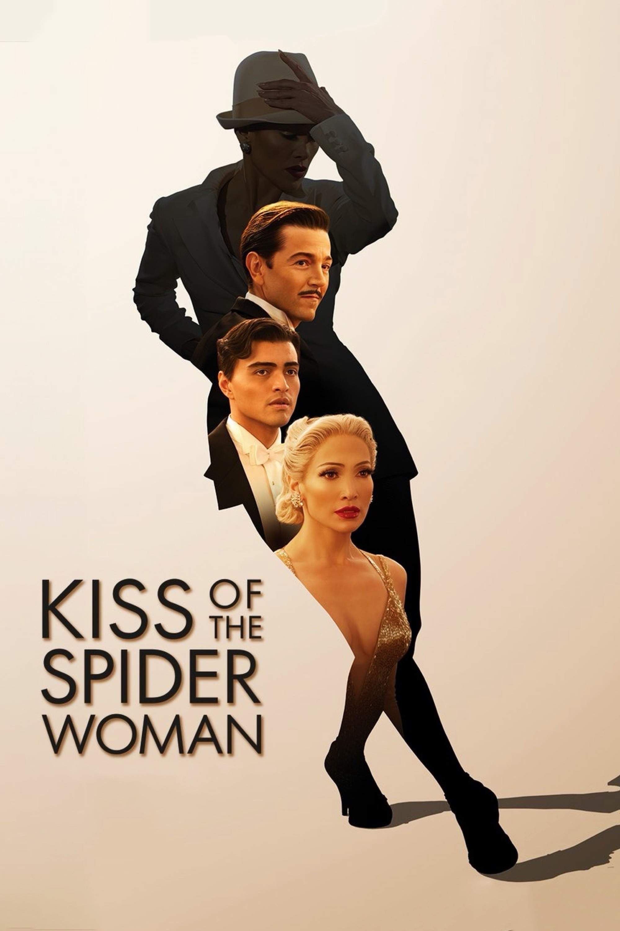 Poster chính thức của phim Phim Tình Cảm, Phim Ca Nhạc "Nụ Hôn Người Nhện Nữ" (Kiss of the Spider Woman - 2025), với sự tham gia của diễn viên Diego Luna và Tonatiuh.