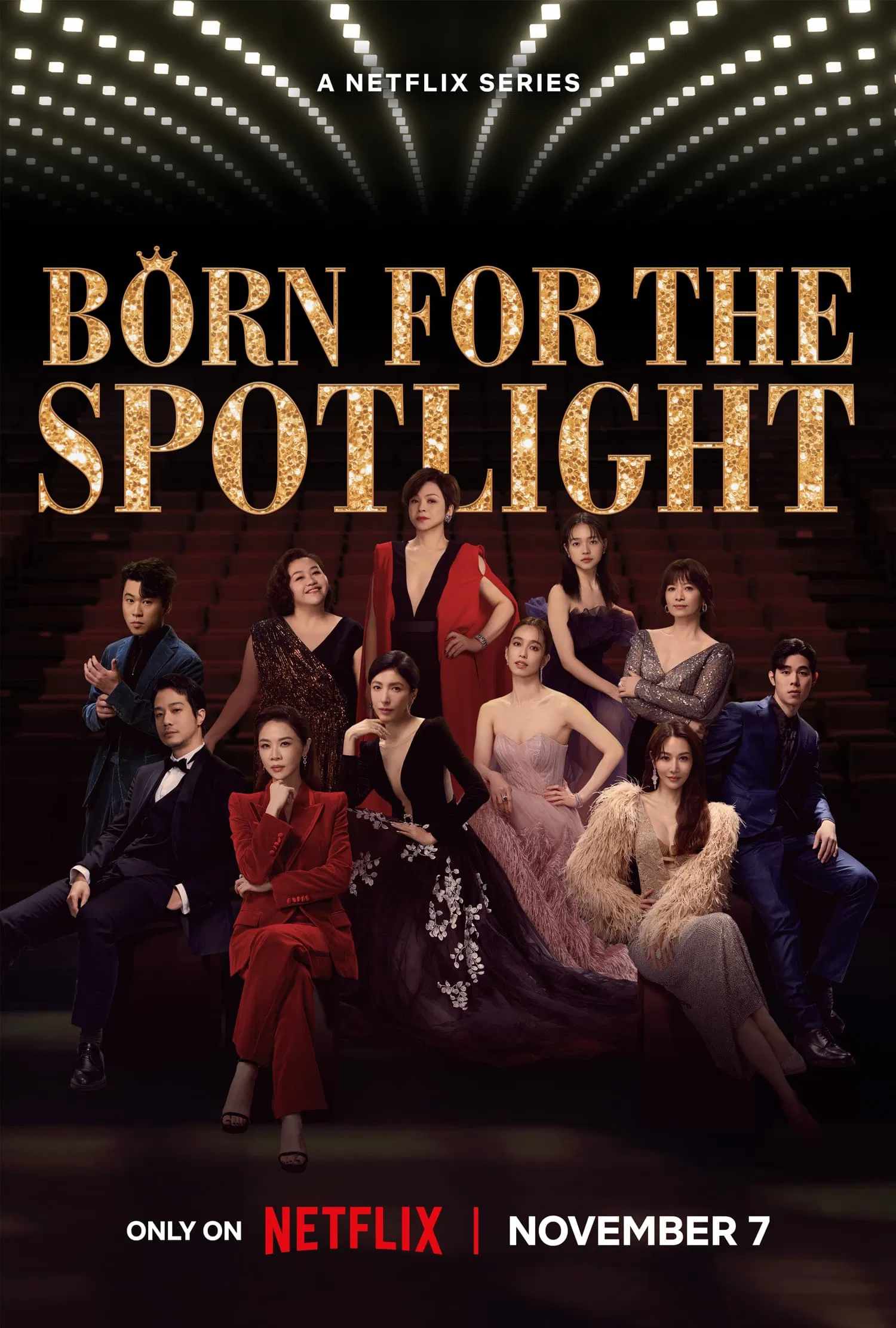Poster chính thức của phim Phim Tâm Lý "Nữ Minh Tinh" (Born for the Spotlight - 2024), với sự tham gia của diễn viên Tạ Doanh Huyên và Cheryl Yang.
