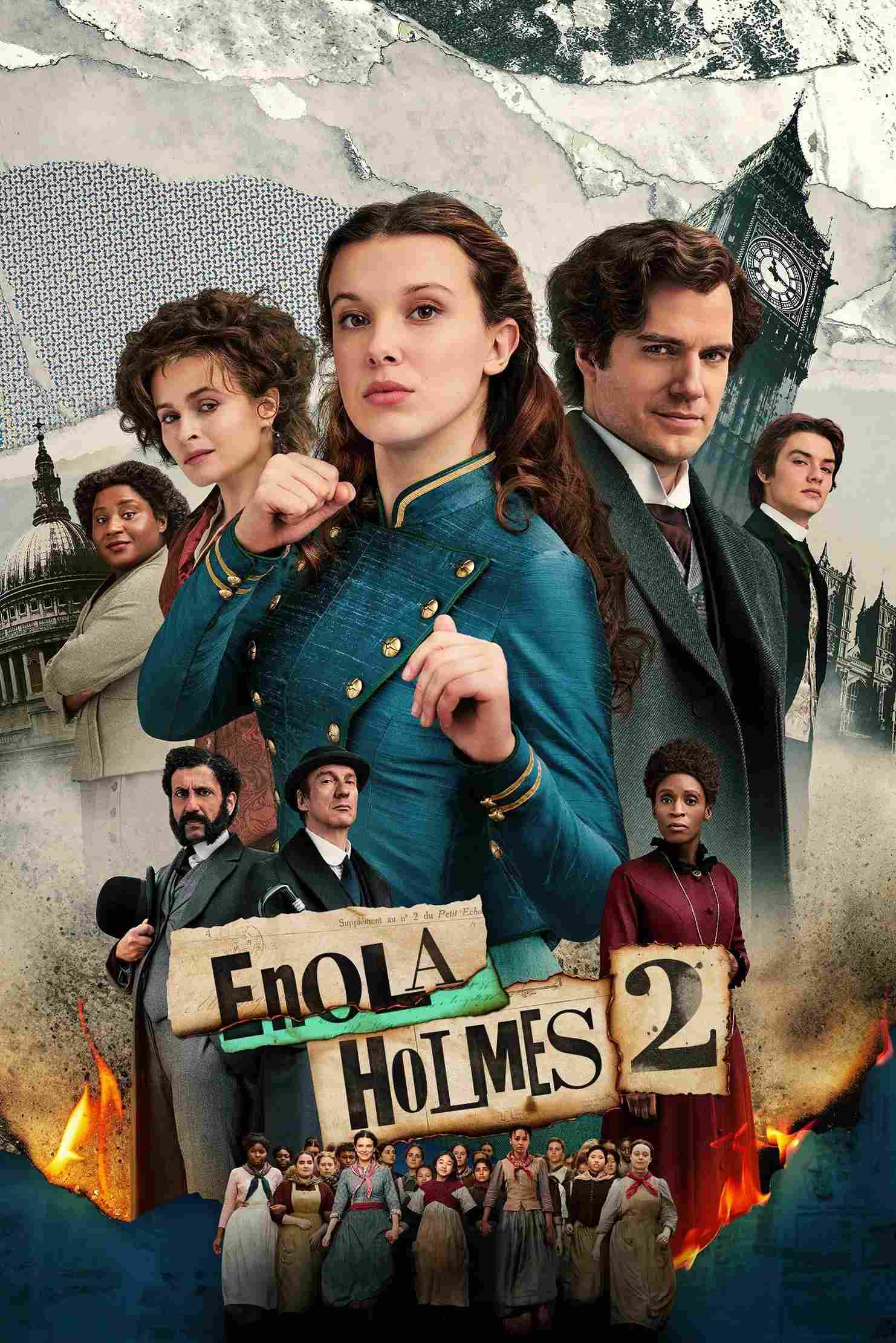 Poster chính thức của phim Phim Phiêu Lưu, Phim Bí Ẩn "Nữ Thần Thám Enola Holmes 2" (Enola Holmes 2 - 2022), với sự tham gia của diễn viên Millie Bobby Brown và Henry Cavill.