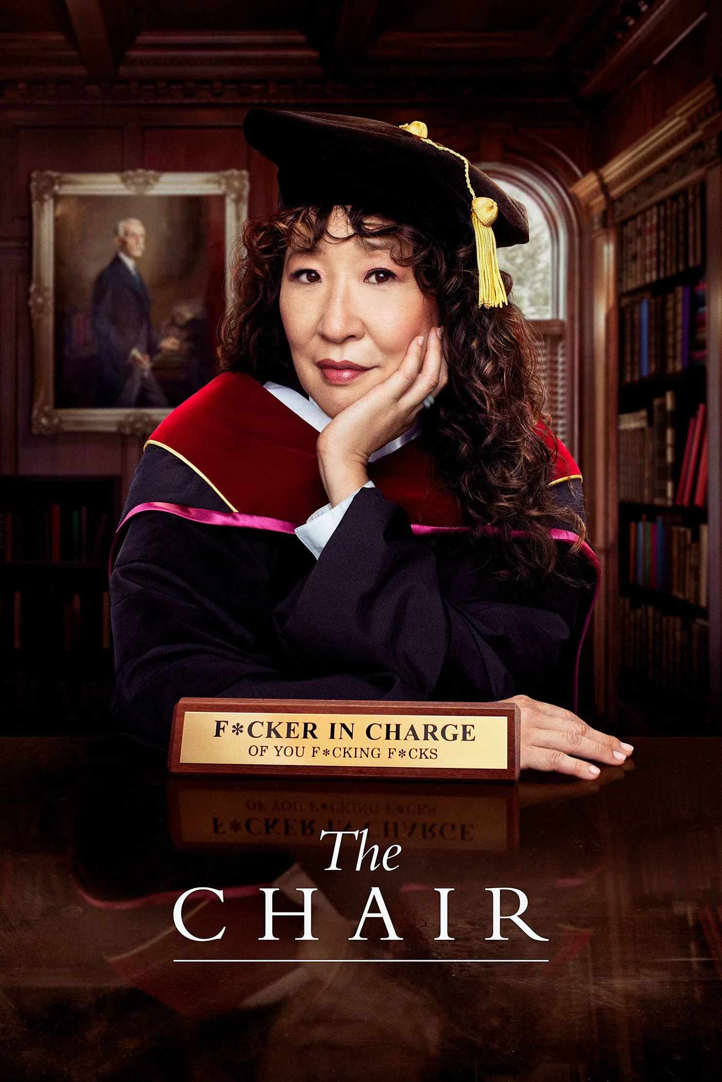 Poster chính thức của phim Phim Tâm Lý, Phim Hài "Nữ Trưởng Khoa" (The Chair - 2021), với sự tham gia của diễn viên Nana Mensah và Holland Taylor.