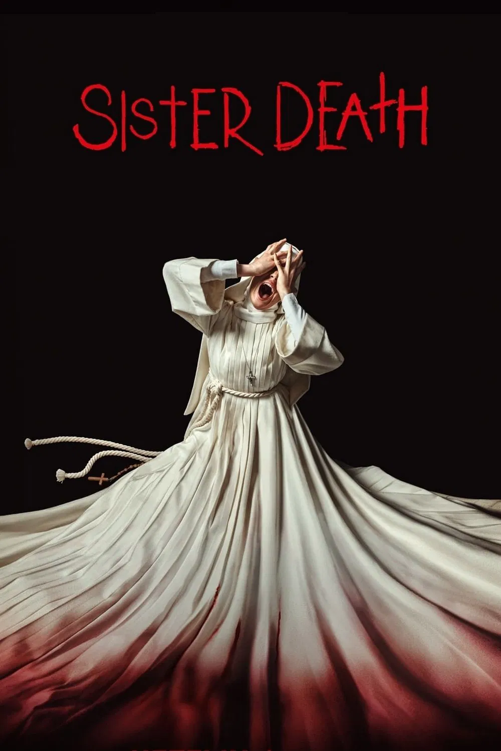 Poster chính thức của phim Phim Tâm Lý, Phim Kinh Dị "Nữ Tu Tử Thần" (Sister Death - 2023), với sự tham gia của diễn viên Aria Bedmar và Maru Valdivielso.