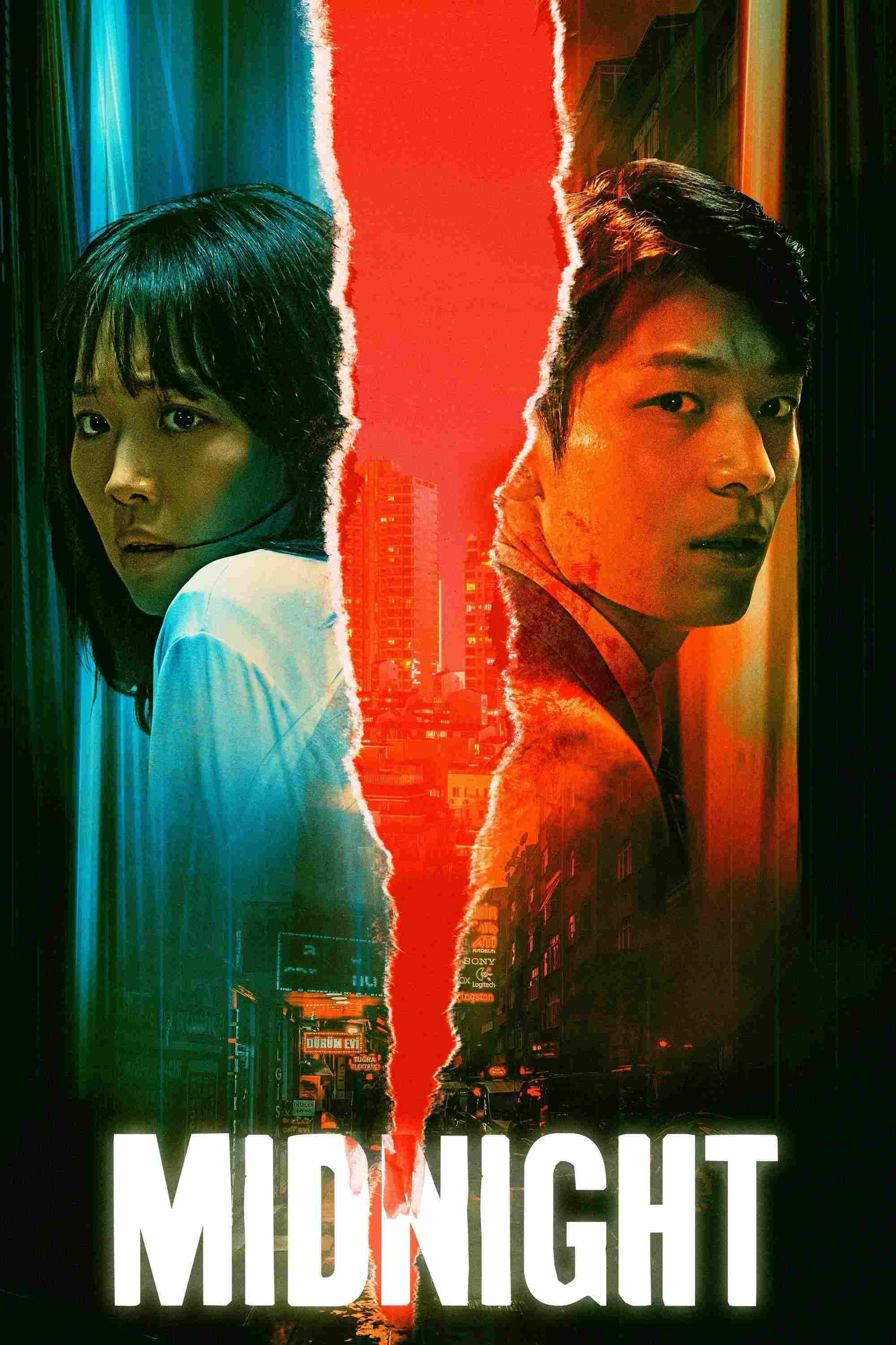Poster chính thức của phim Phim Giật Gân, Phim Hình Sự "NỬA ĐÊM" (Midnight - 2021), với sự tham gia của diễn viên Jin Ki-joo và Wi Ha-jun.