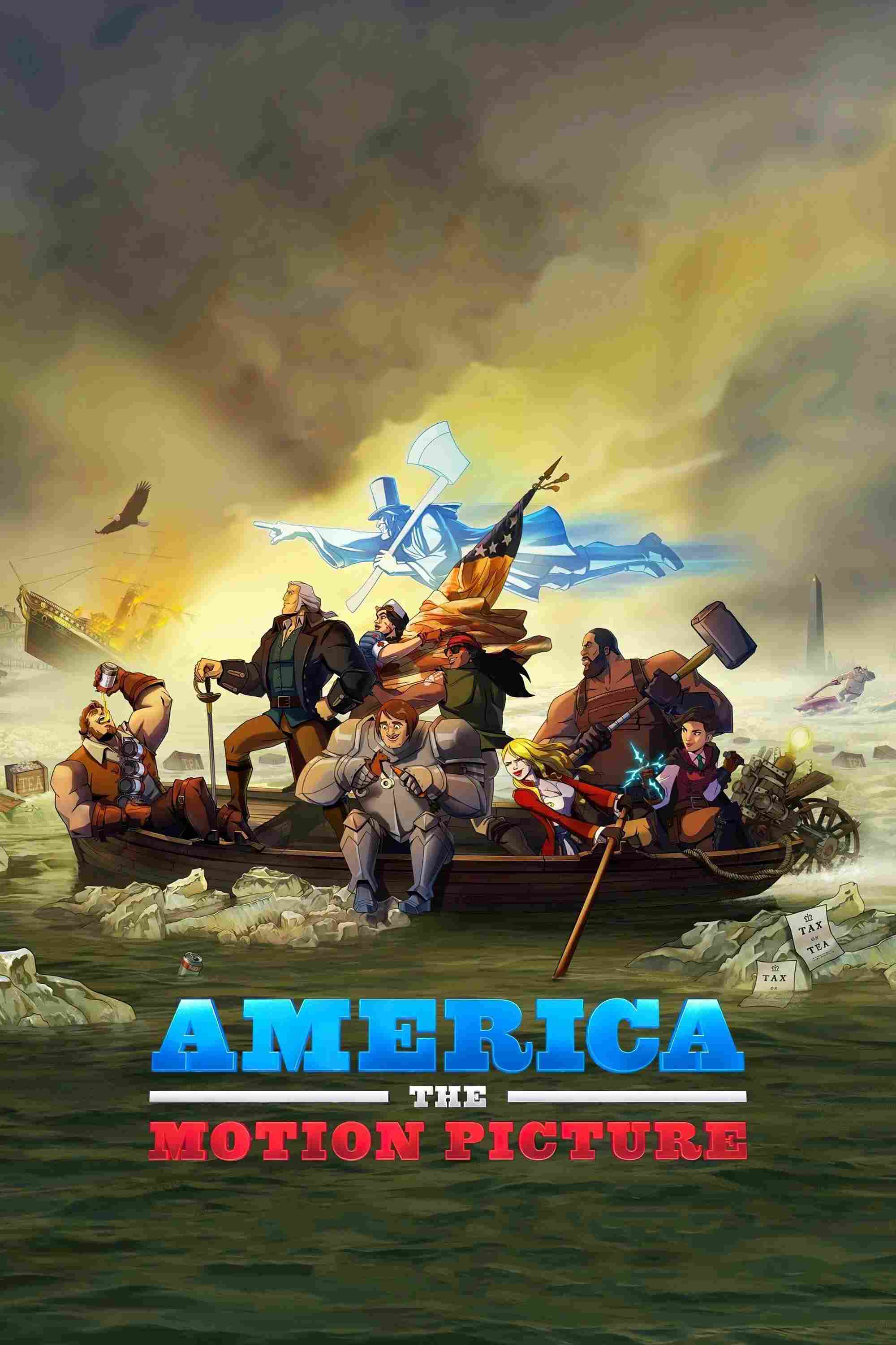 Poster chính thức của phim Phim Hoạt Hình, Phim Hành Động "Nước Mỹ: Phim điện ảnh" (America: The Motion Picture - 2021), với sự tham gia của diễn viên Channing Tatum và Jason Mantzoukas.