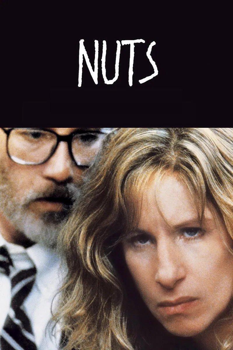Poster chính thức của phim Phim Tâm Lý "Nuts" (Nuts - 1987), với sự tham gia của diễn viên Barbra Streisand và Richard Dreyfuss.