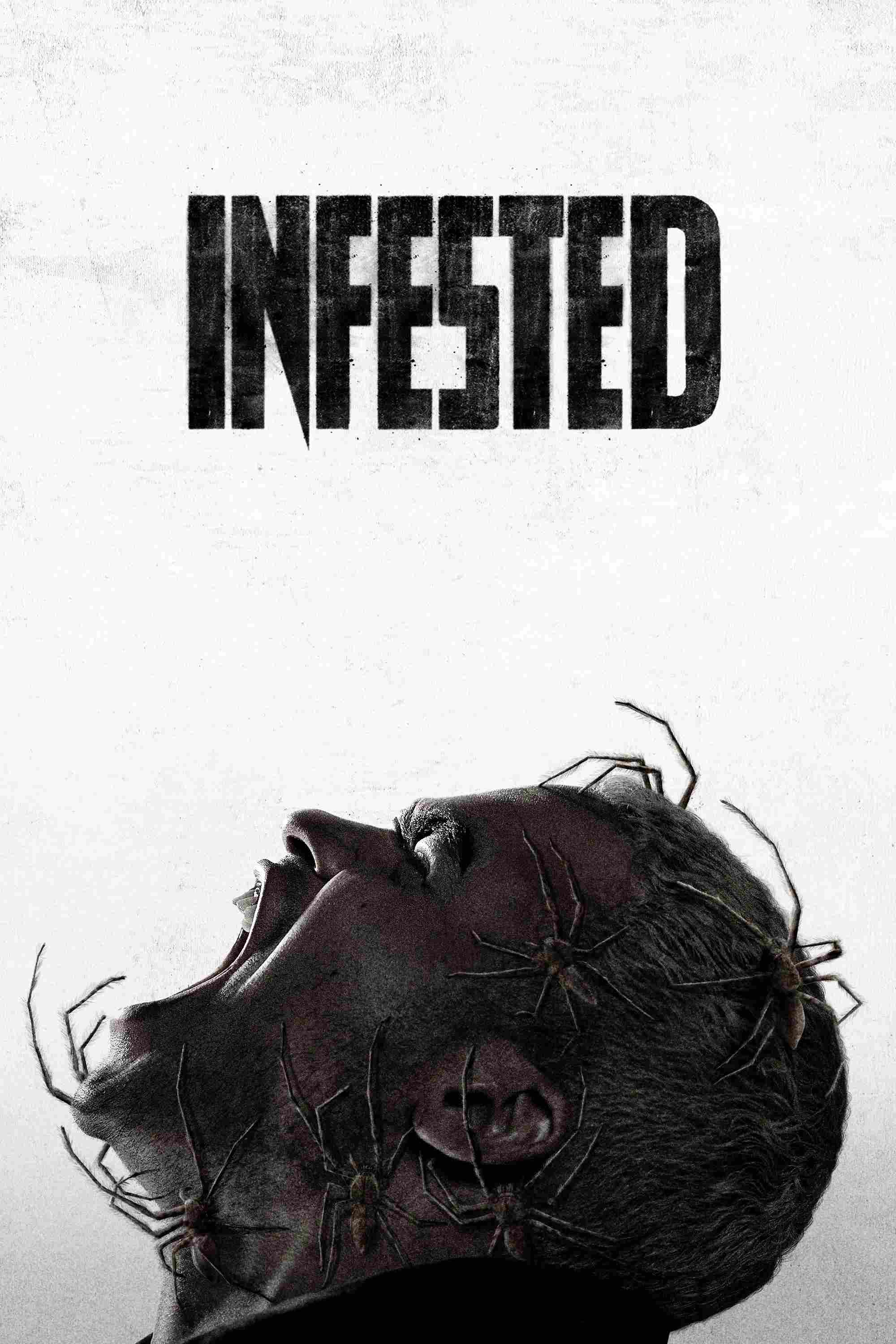 Poster chính thức của phim Phim Kinh Dị, Phim Giật Gân "Ổ Nhện" (Infested - 2023), với sự tham gia của diễn viên Théo Christine và Sofia Lesaffre.
