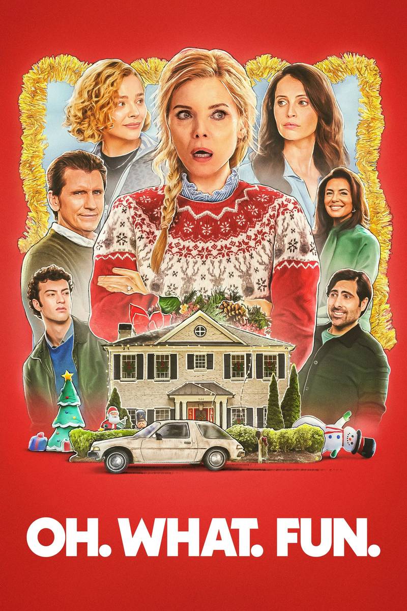 Poster chính thức của phim Phim Hài "Ồ. Thật. Vui." (Oh. What. Fun. - 2025), với sự tham gia của diễn viên Michelle Pfeiffer và Denis Leary.
