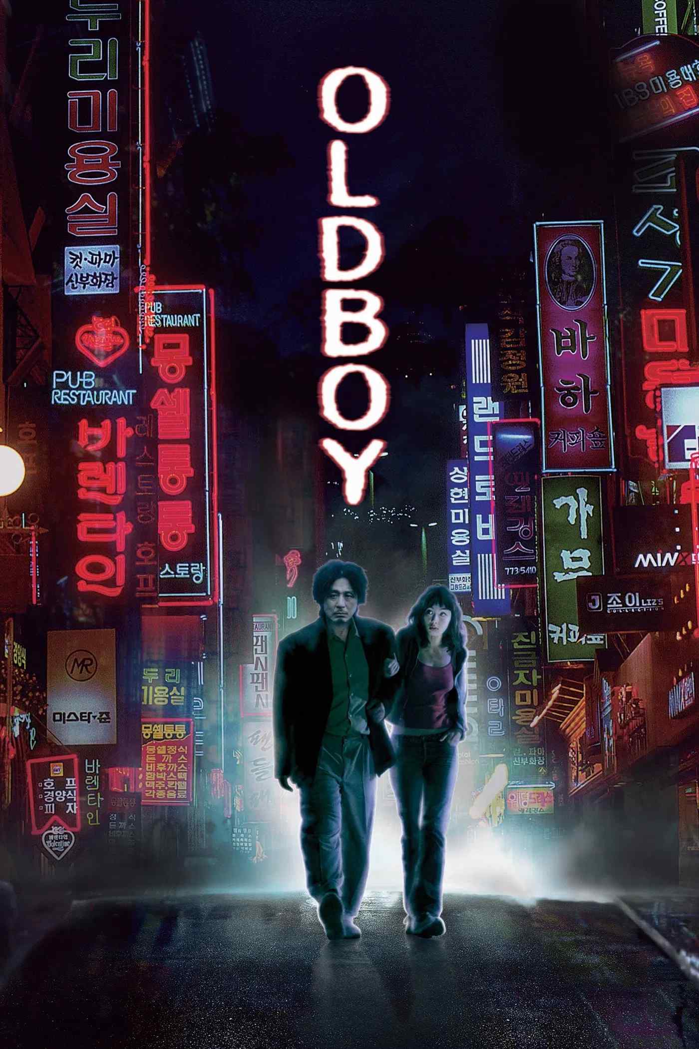 Poster chính thức của phim Phim Tâm Lý, Phim Giật Gân "Oldboy" (Oldboy - 2003), với sự tham gia của diễn viên Choi Min-sik và Yoo Ji-tae.