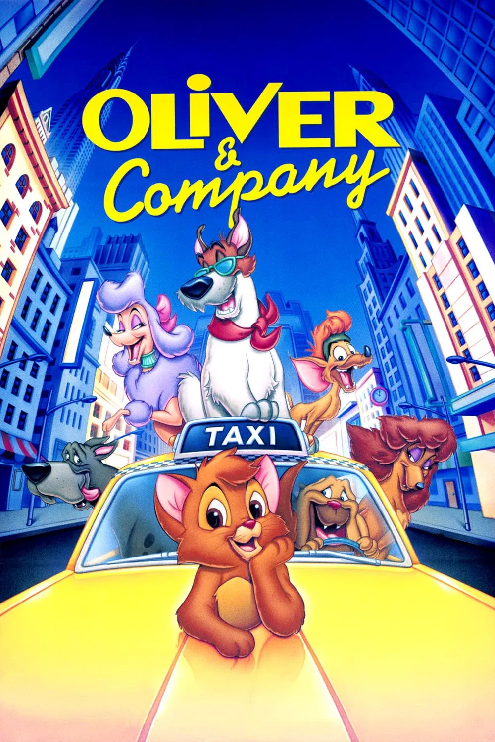 Poster chính thức của phim Phim Hoạt Hình, Phim Hài "Oliver và Những Người Bạn" (Oliver & Company - 1988), với sự tham gia của diễn viên Joey Lawrence và Billy Joel.