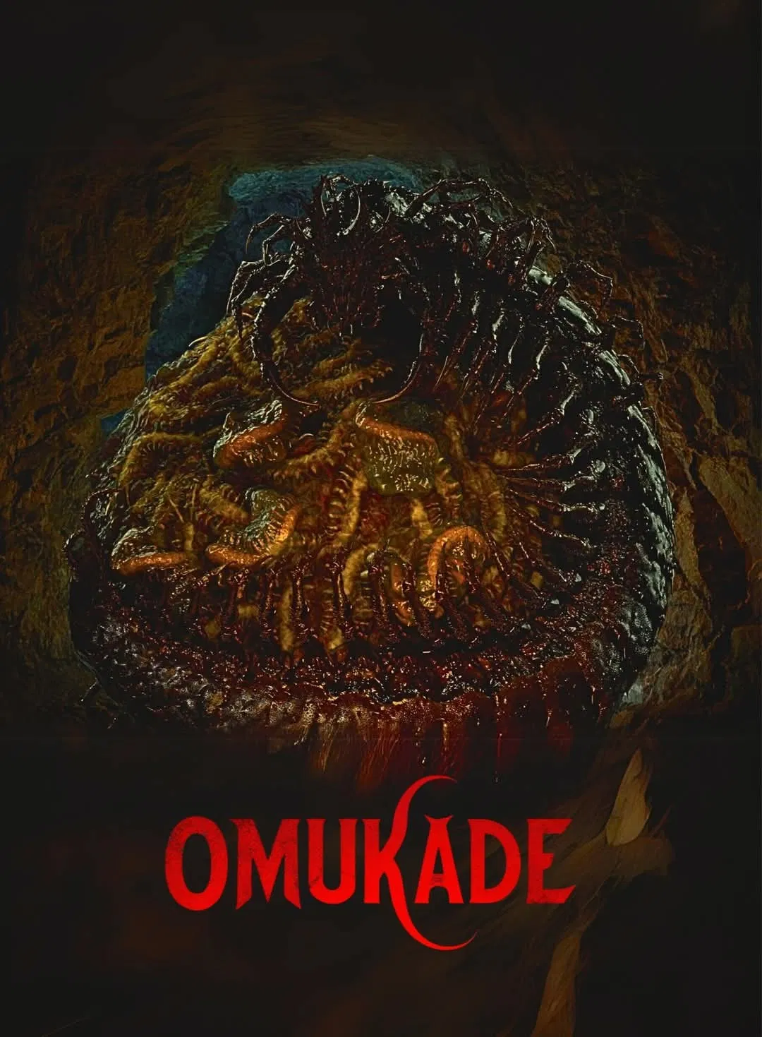 Poster chính thức của phim Phim Kinh Dị, Phim Giật Gân "Omukade: Con Rết Người" (Omukade - 2026), với sự tham gia của diễn viên Narilya Gulmongkolpech và James Laver.