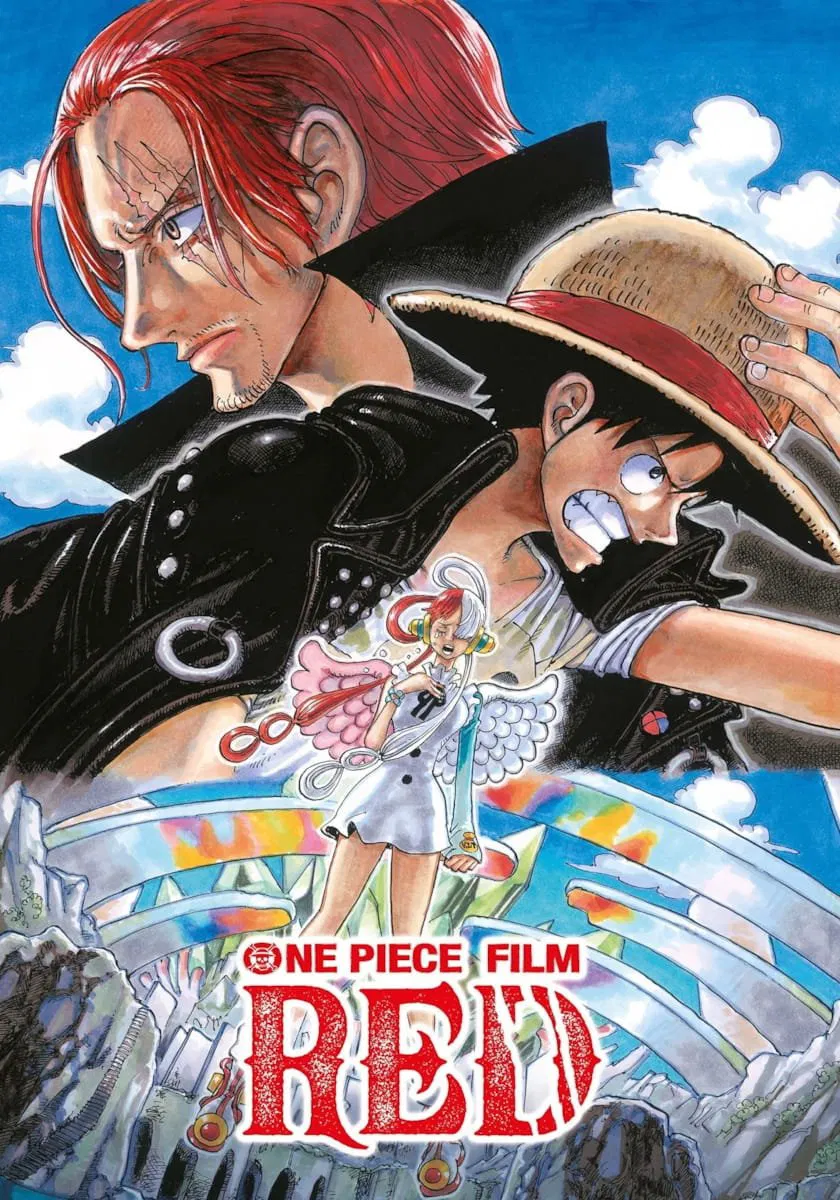 Poster chính thức của phim Phim Hoạt Hình, Phim Phiêu Lưu "ONE PIECE FILM RED" (One Piece Film Red - 2022), với sự tham gia của diễn viên Mayumi Tanaka và Kazuya Nakai.
