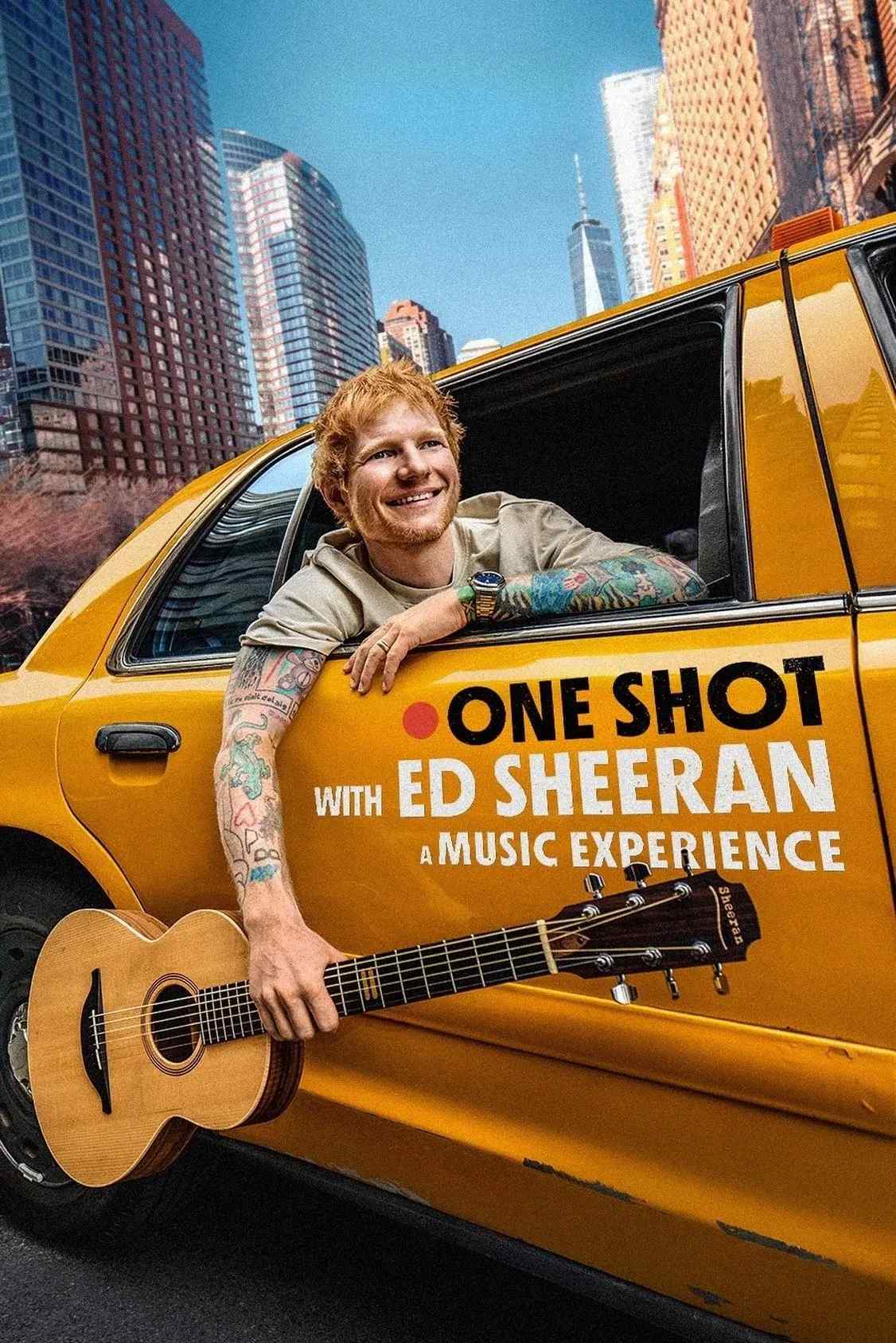Poster chính thức của phim Phim Ca Nhạc "One Shot Cùng Ed Sheeran" (ONE SHOT with Ed Sheeran - 2025), với sự tham gia của diễn viên Ed Sheeran và Camila Cabello.