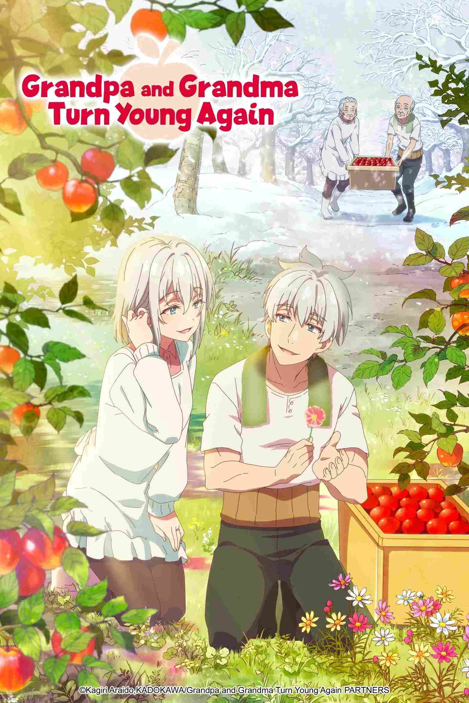 Poster chính thức của phim Phim Hoạt Hình, Phim Hài "Ông Bà Hồi Xuân" (Grandpa and Grandma Turn Young Again - 2024), với sự tham gia của diễn viên Shin-ichiro Miki và Mamiko Noto.