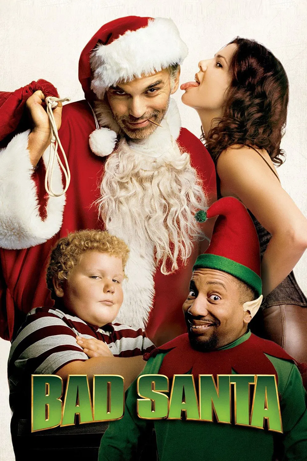 Poster chính thức của phim Phim Tâm Lý, Phim Hài "Ông Già Noel Xấu Tính" (Bad Santa - 2003), với sự tham gia của diễn viên Billy Bob Thornton và Tony Cox.