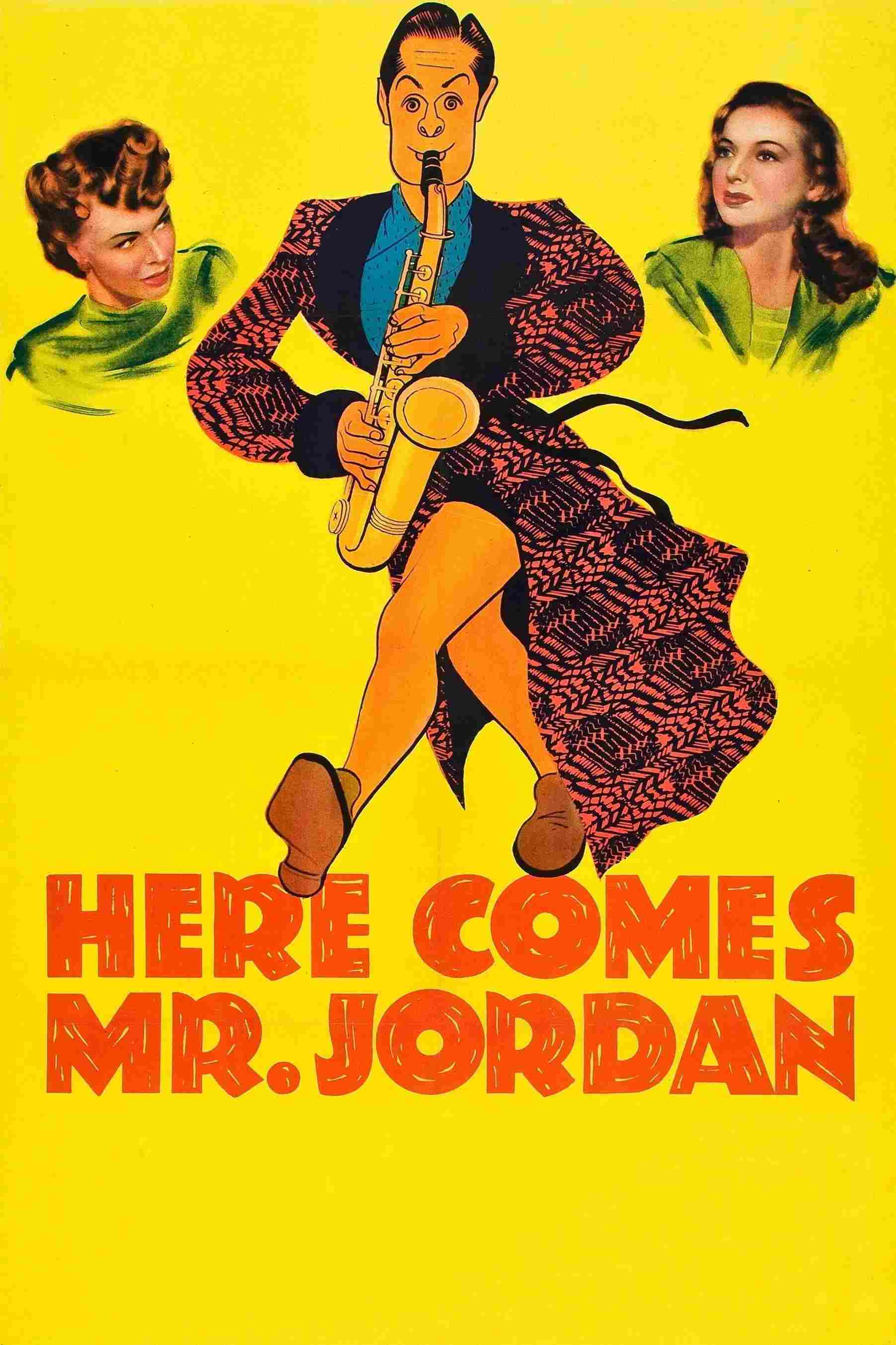 Poster chính thức của phim Phim Hài, Phim Giả Tượng "Ông Jordan sắp đến rồi" (Here Comes Mr. Jordan - 1941), với sự tham gia của diễn viên Robert Montgomery và Evelyn Keyes.