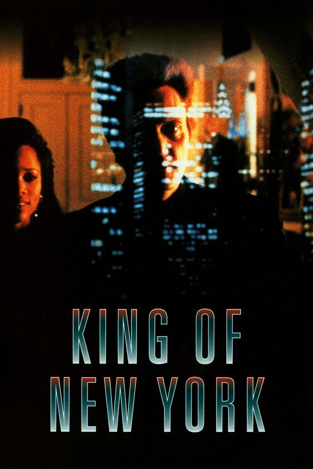 Poster chính thức của phim Phim Giật Gân, Phim Hình Sự "Ông Trùm New York" (King of New York - 1990), với sự tham gia của diễn viên Christopher Walken và David Caruso.