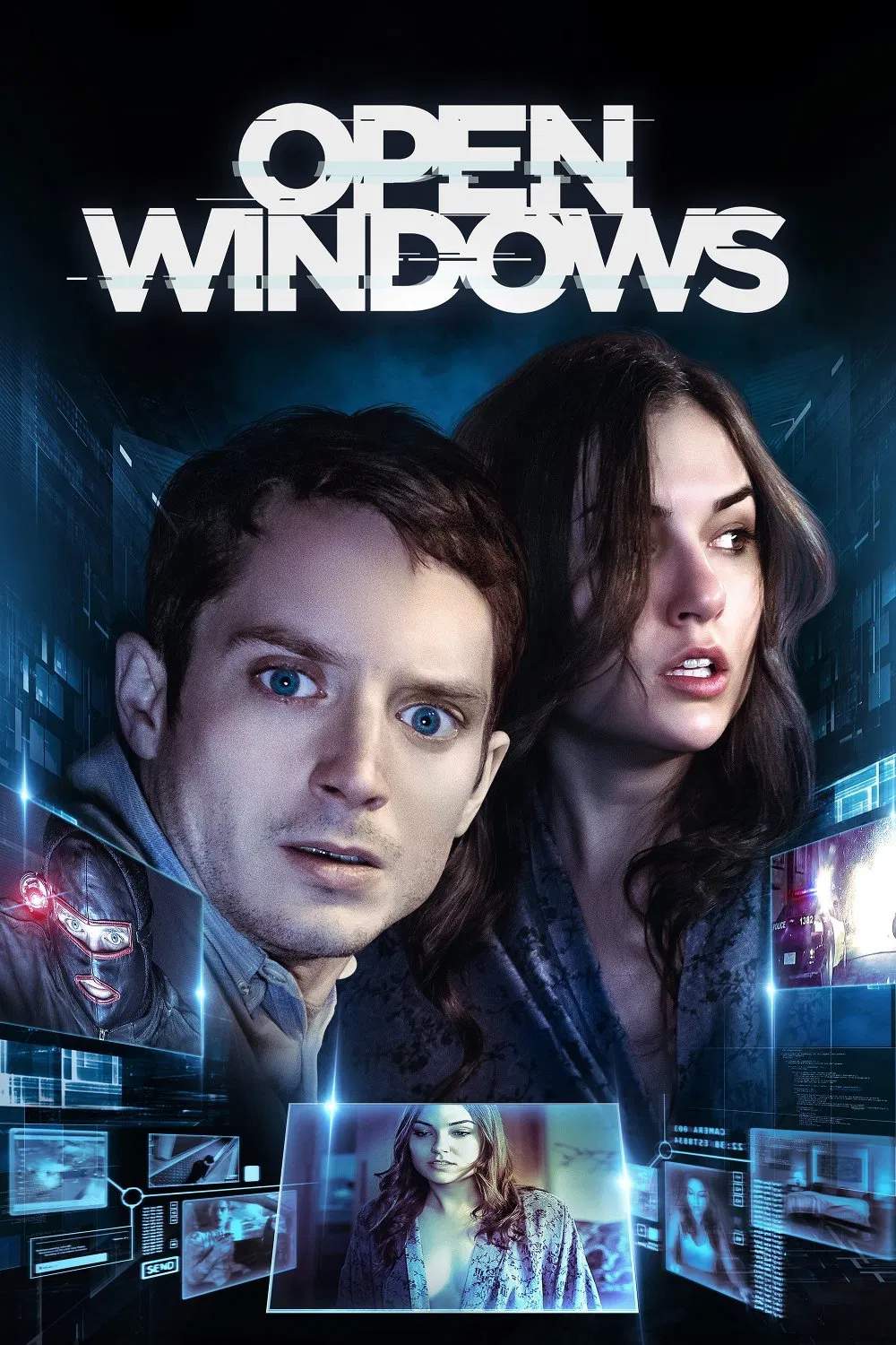 Poster chính thức của phim Phim Giật Gân, Phim Hành Động "Open Windows" (Open Windows - 2014), với sự tham gia của diễn viên Elijah Wood và Sasha Grey.