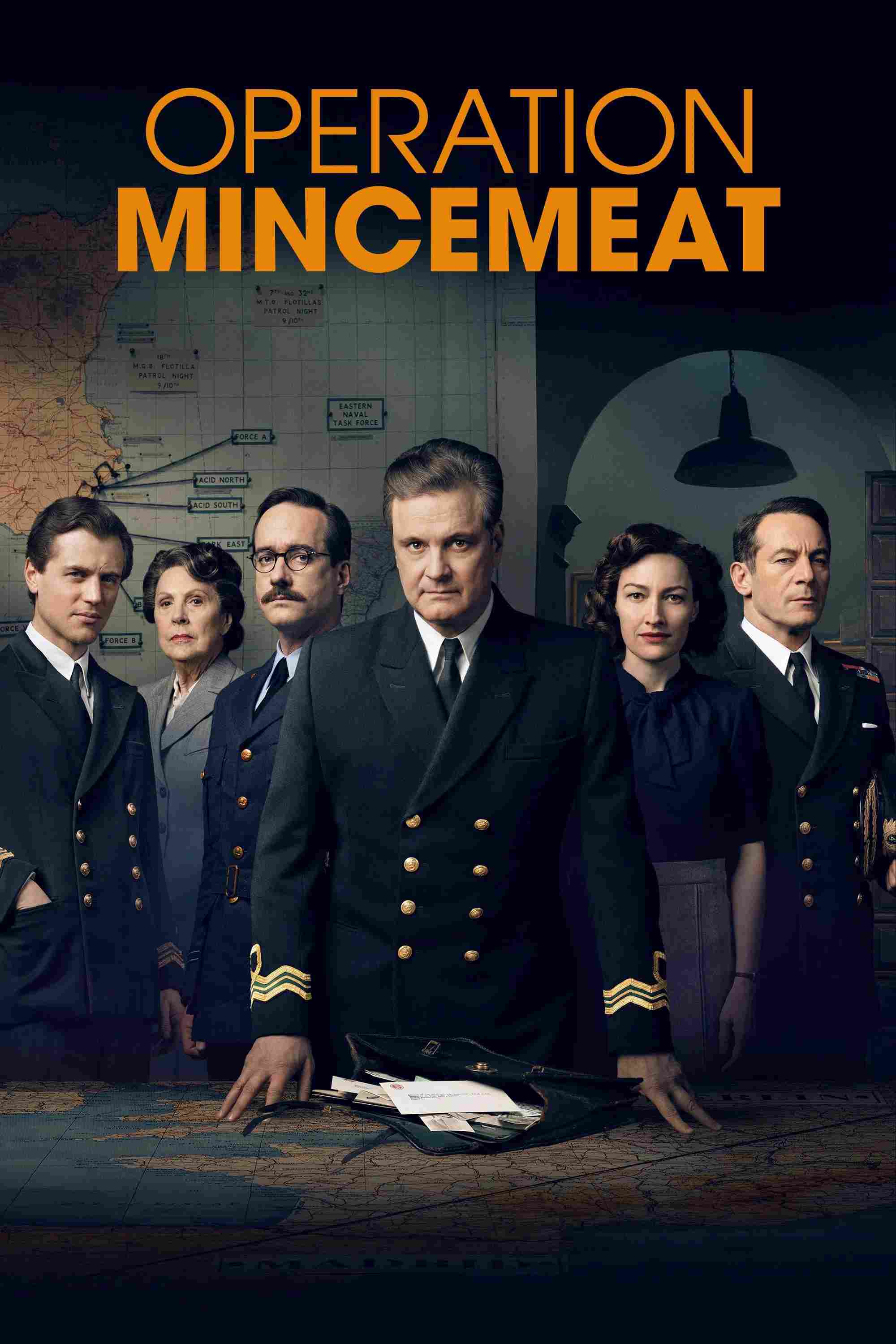Poster chính thức của phim Phim Chiến Tranh, Phim Lịch Sử "Chiến Dịch Thịt Xay" (Operation Mincemeat - 2022), với sự tham gia của diễn viên Colin Firth và Matthew Macfadyen.