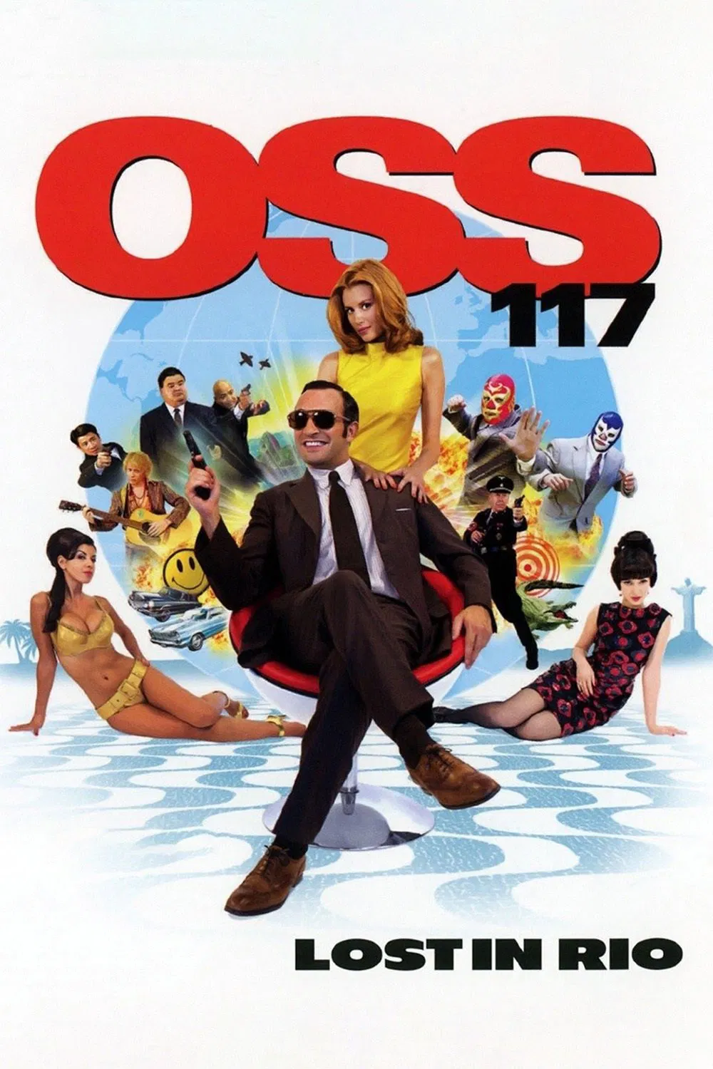 Poster chính thức của phim Phim Hình Sự, Phim Hành Động "Oss 117: Lạc Lối Ở Rio" (OSS 117: Lost in Rio - 2009), với sự tham gia của diễn viên Jean Dujardin và Louise Monot.