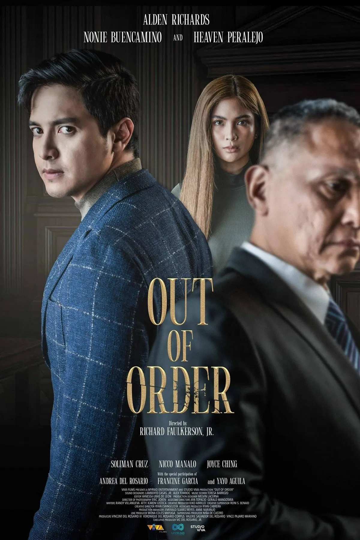 Poster chính thức của phim Phim Tâm Lý, Phim Giật Gân "Out of Order" (Out of Order - 2025), với sự tham gia của diễn viên Alden Richards và Heaven Peralejo.