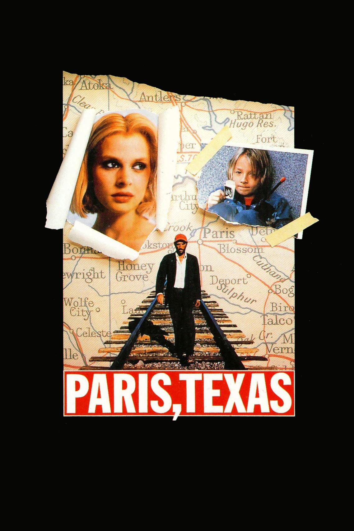 Poster chính thức của phim Phim Tâm Lý "Paris và Texas" (Paris, Texas - 1984), với sự tham gia của diễn viên Harry Dean Stanton và Nastassja Kinski.