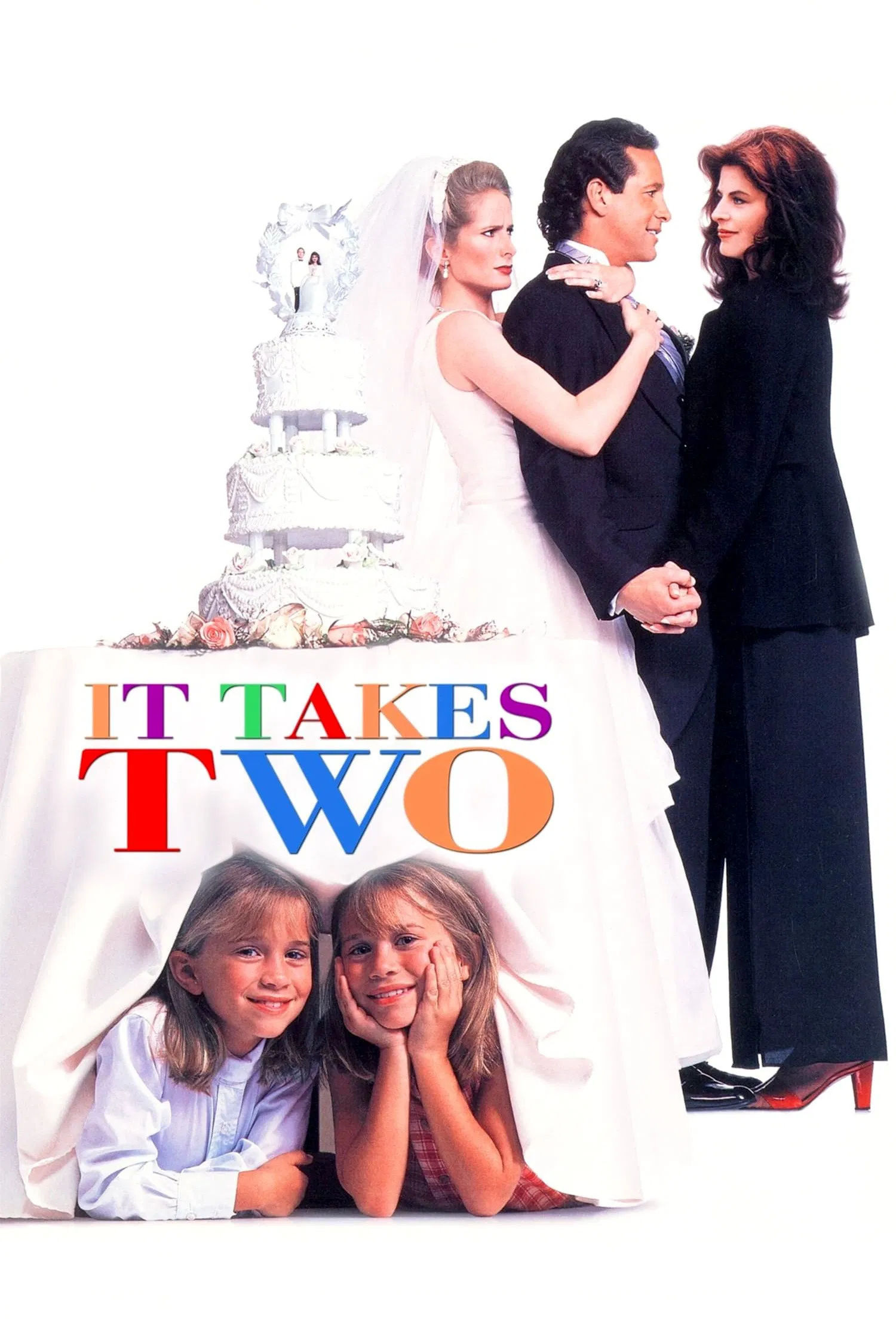 Poster chính thức của phim Phim Hài, Phim Gia Đình "Phải Có Cả Hai" (It Takes Two - 1995), với sự tham gia của diễn viên Kirstie Alley và Steve Guttenberg.