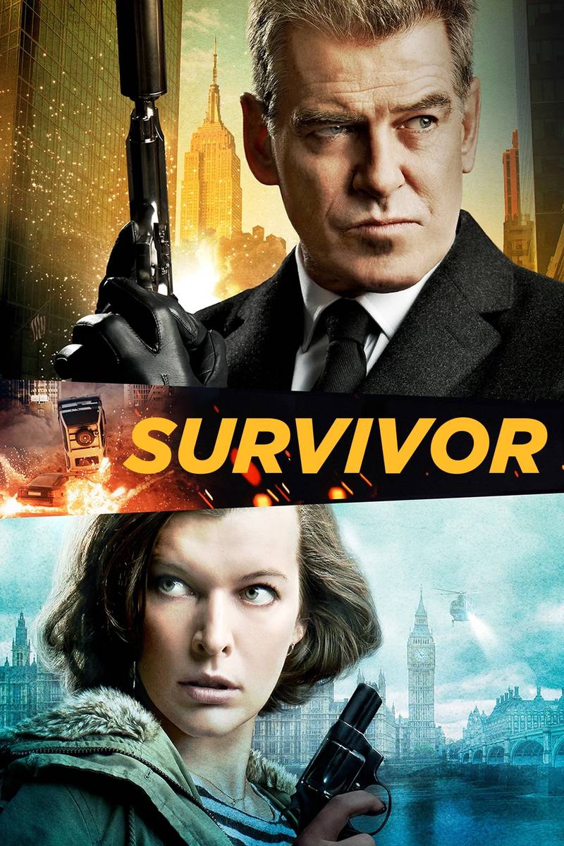 Poster chính thức của phim Phim Hành Động, Phim Hình Sự "Phản Sát" (Survivor - 2015), với sự tham gia của diễn viên Milla Jovovich và Pierce Brosnan.