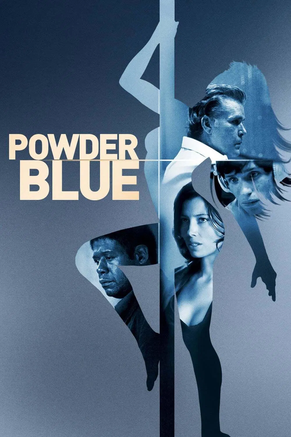 Poster chính thức của phim Phim Tâm Lý "Phấn Xanh" (Powder Blue - 2009), với sự tham gia của diễn viên Jessica Biel và Eddie Redmayne.