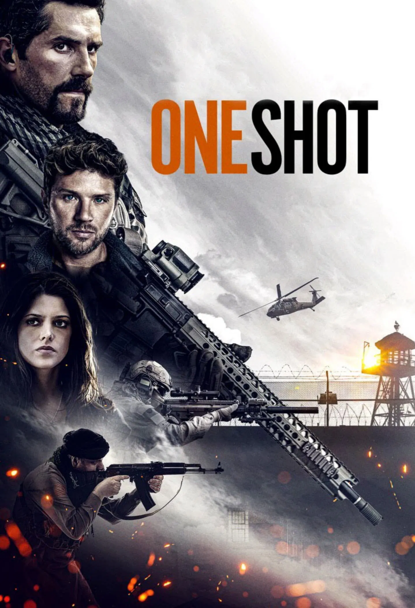 Poster chính thức của phim Phim Hành Động, Phim Giật Gân "Phát Súng Chí Mạng" (One Shot - 2021), với sự tham gia của diễn viên Scott Adkins và Ashley Greene.