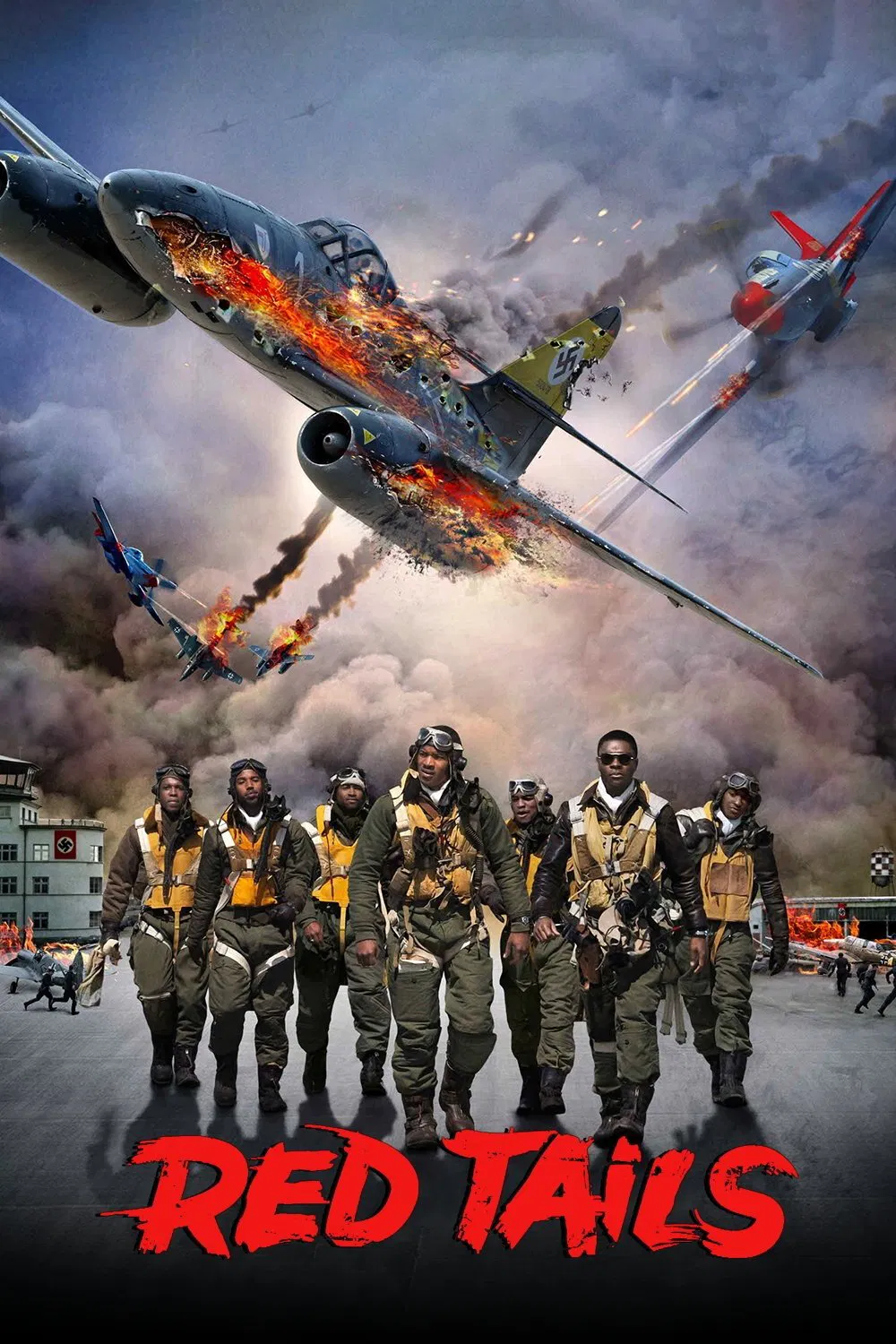 Poster chính thức của phim Phim Tâm Lý, Phim Hành Động "Phi Đội Đỏ" (Red Tails - 2012), với sự tham gia của diễn viên Bryan Cranston và David Oyelowo.