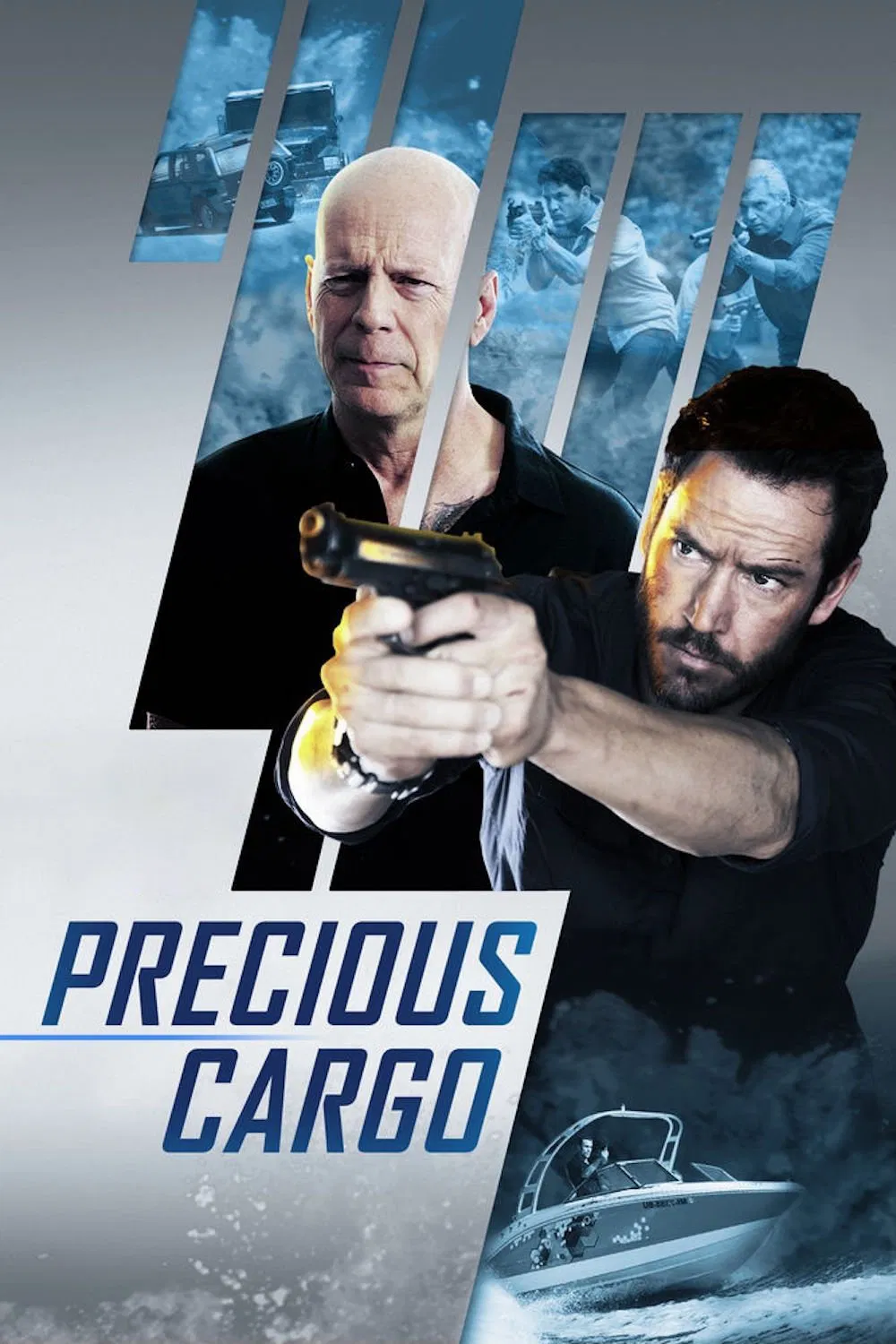 Poster chính thức của phim Phim Hành Động, Phim Hình Sự "Phi Vụ Đá Quý" (Precious Cargo - 2016), với sự tham gia của diễn viên Bruce Willis và Mark-Paul Gosselaar.