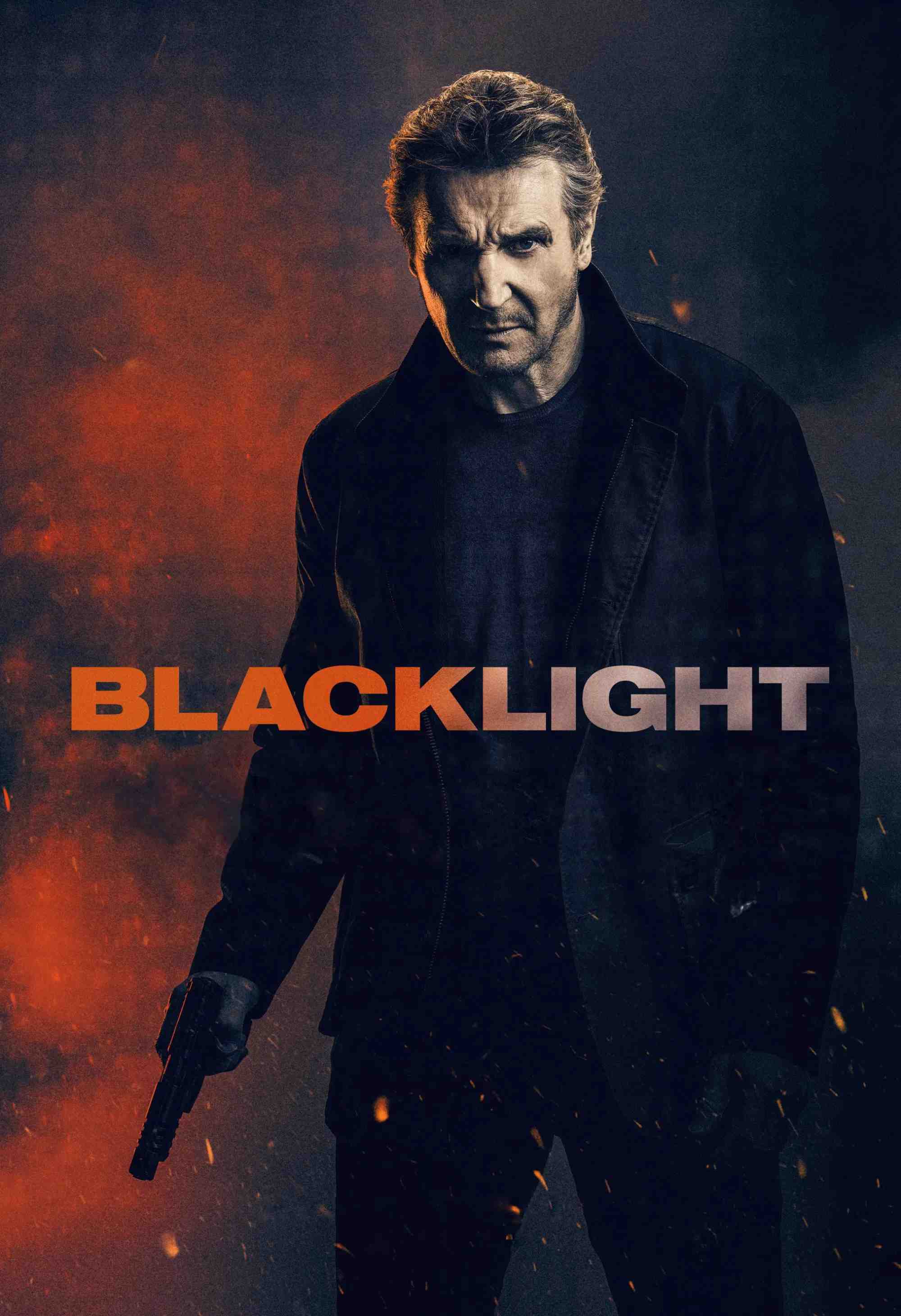 Poster chính thức của phim Phim Hành Động, Phim Giật Gân "Phi Vụ Đen" (Blacklight - 2022), với sự tham gia của diễn viên Liam Neeson và Emmy Raver-Lampman.