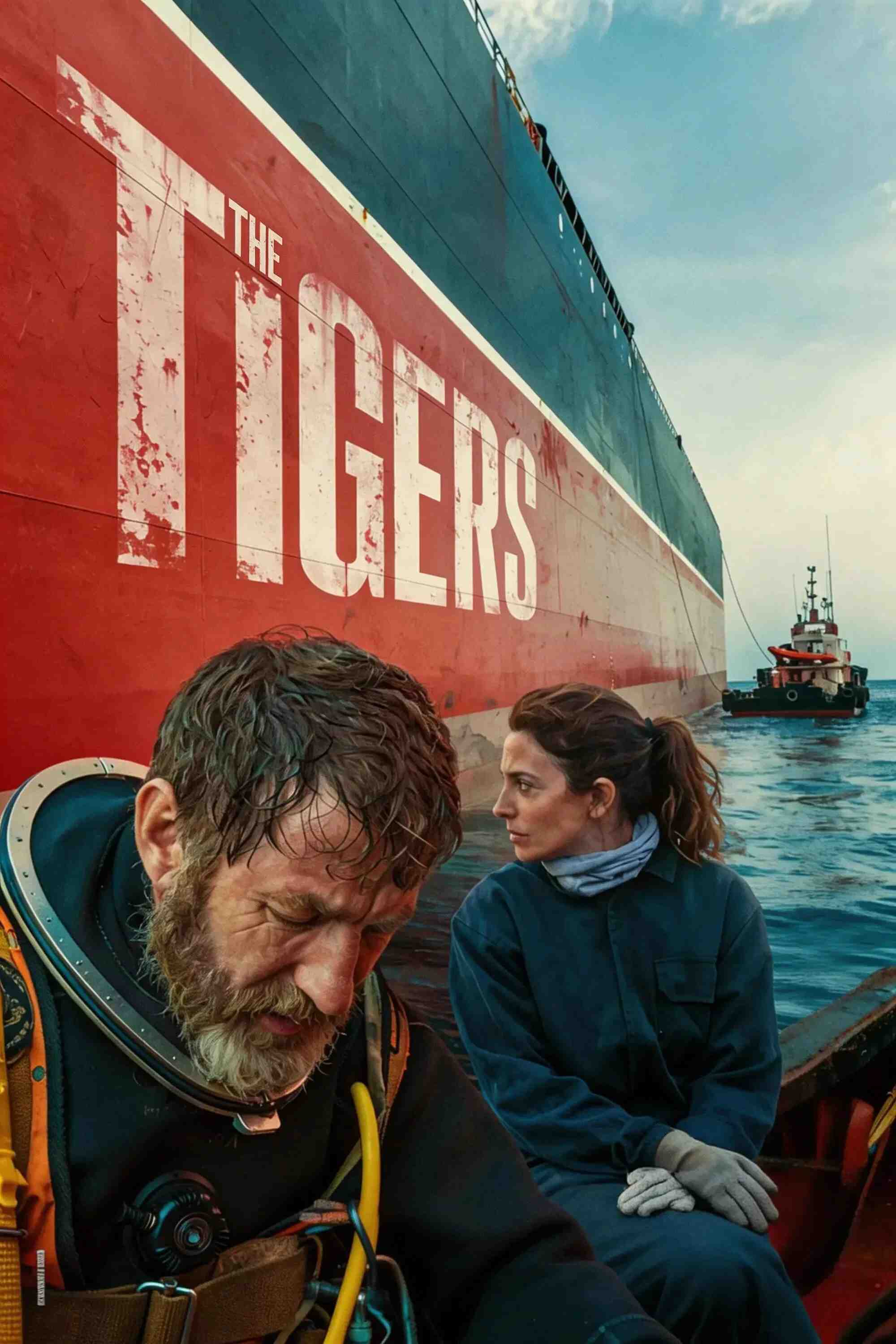 Poster chính thức của phim Phim Giật Gân, Phim Hình Sự "Phi Vụ Dưới Đáy Biển" (The Tigers - 2025), với sự tham gia của diễn viên Antonio de la Torre và Bárbara Lennie.