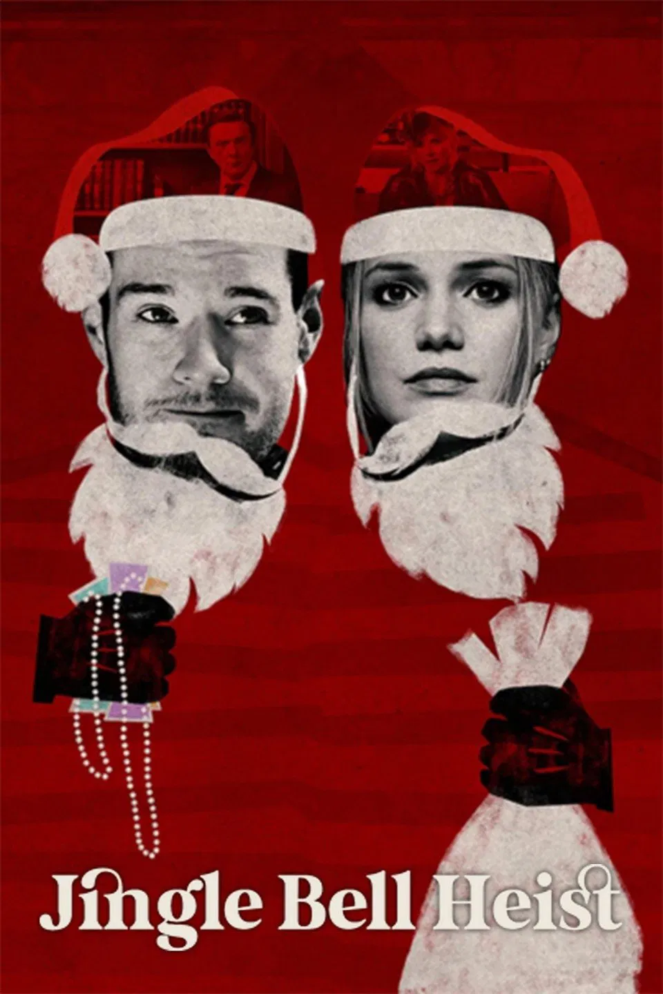 Poster chính thức của phim Phim Tình Cảm, Phim Hình Sự "Phi Vụ Giáng Sinh" (Jingle Bell Heist - 2025), với sự tham gia của diễn viên Olivia Holt và Connor Swindells.