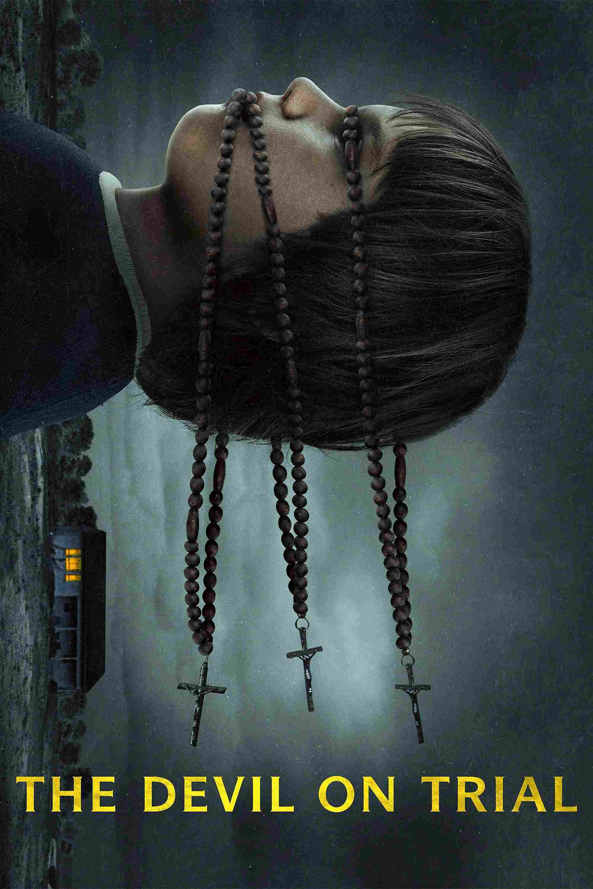 Poster chính thức của phim Phim Tài Liệu, Phim Tâm Lý "Phiên Tòa Xử Quỷ ám" (The Devil on Trial - 2023), với sự tham gia của diễn viên Carlo Adamo và Hannah Mae Beatty.
