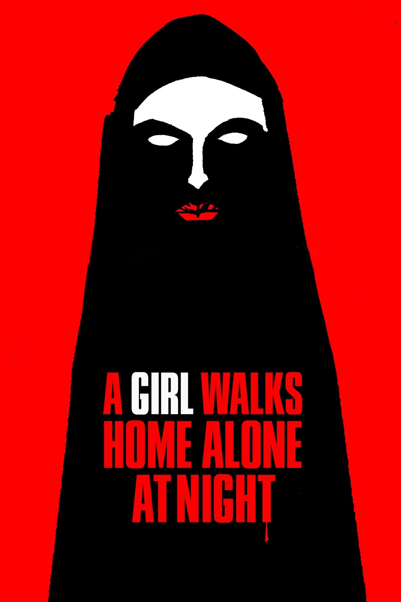 Poster chính thức của phim Phim Kinh Dị, Phim Tình Cảm "Phim Cô Gái Về Nhà Một Mình Ban Đêm" (A Girl Walks Home Alone at Night - 2014), với sự tham gia của diễn viên Sheila Vand và Arash Marandi.