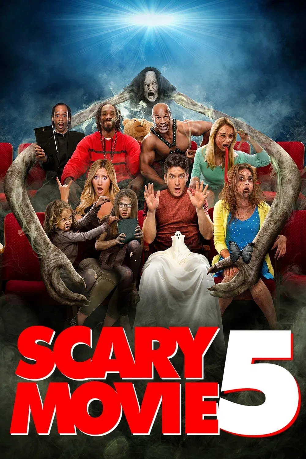 Poster chính thức của phim Phim Hài "Phim Kinh Dị 5" (Scary Movie 5 - 2013), với sự tham gia của diễn viên Ashley Tisdale và Simon Rex.