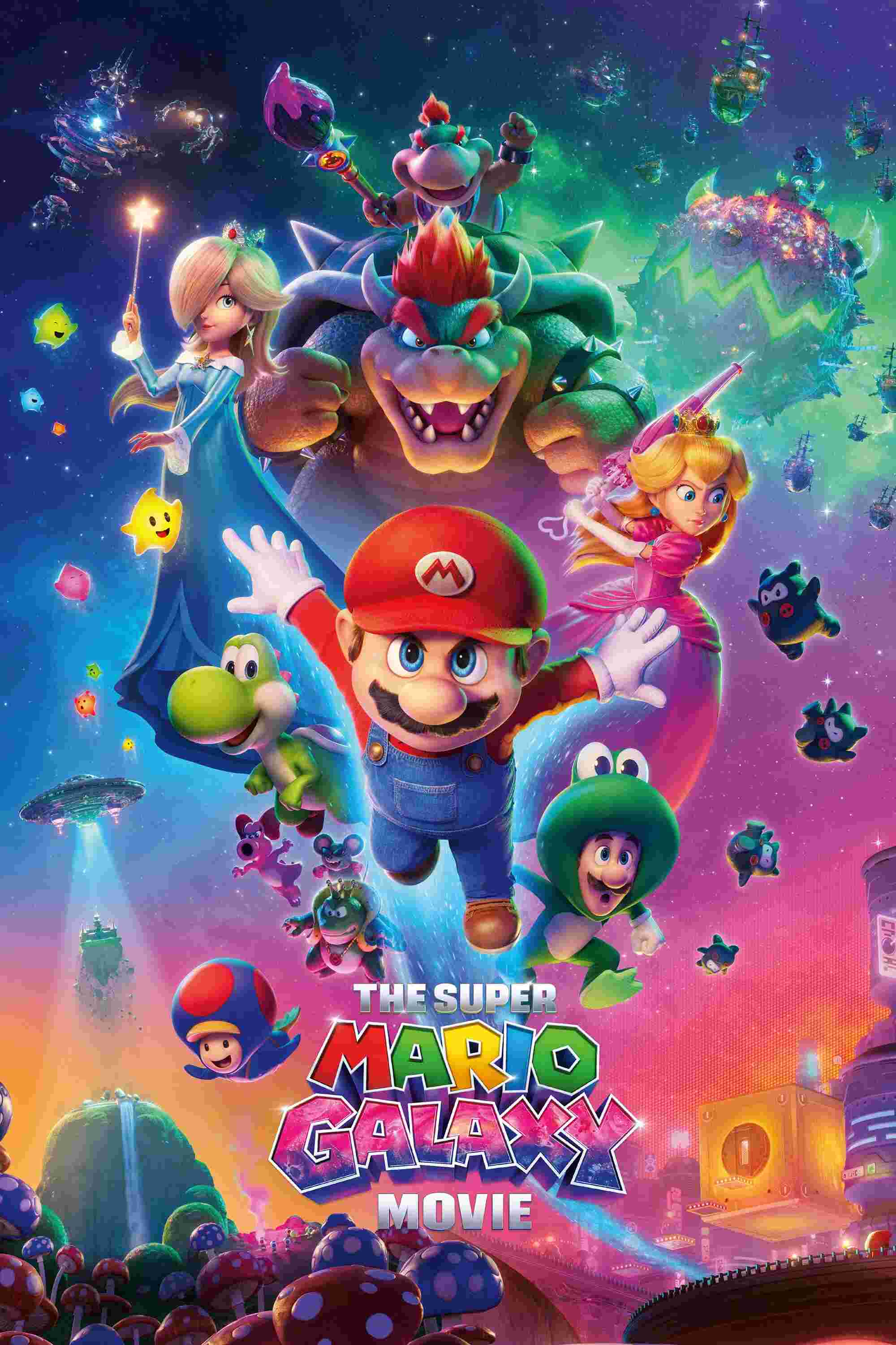 Poster chính thức của phim Phim Gia Đình, Phim Giả Tượng "Phim Super Mario Thiên Hà" (The Super Mario Galaxy Movie - 2026), với sự tham gia của diễn viên Chris Pratt và Anya Taylor-Joy.