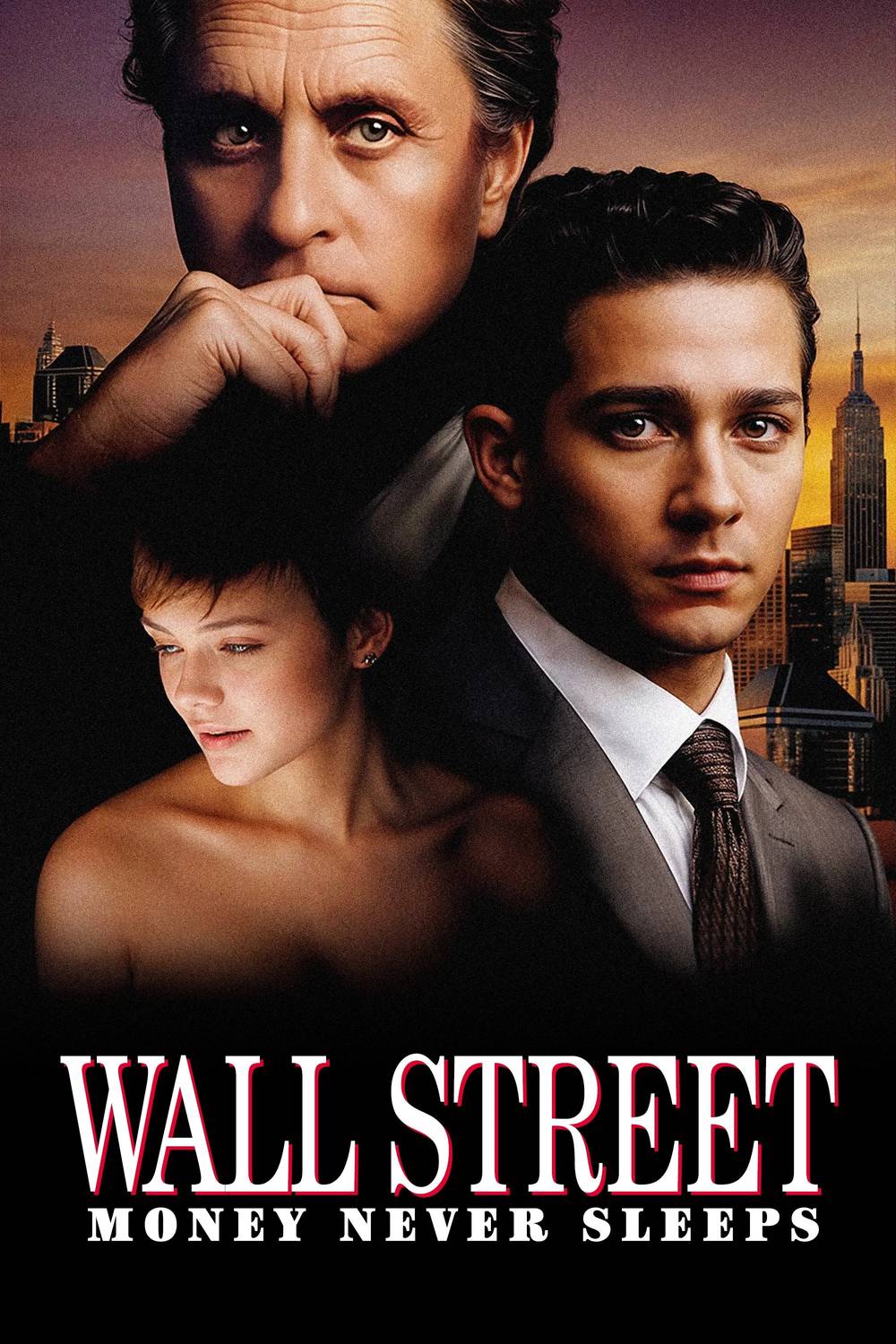 Poster chính thức của phim Phim Tâm Lý, Phim Hình Sự "Phố Wall 2: Đồng Tiền Không Ngủ" (Wall Street: Money Never Sleeps - 2010), với sự tham gia của diễn viên Michael Douglas và Shia LaBeouf.