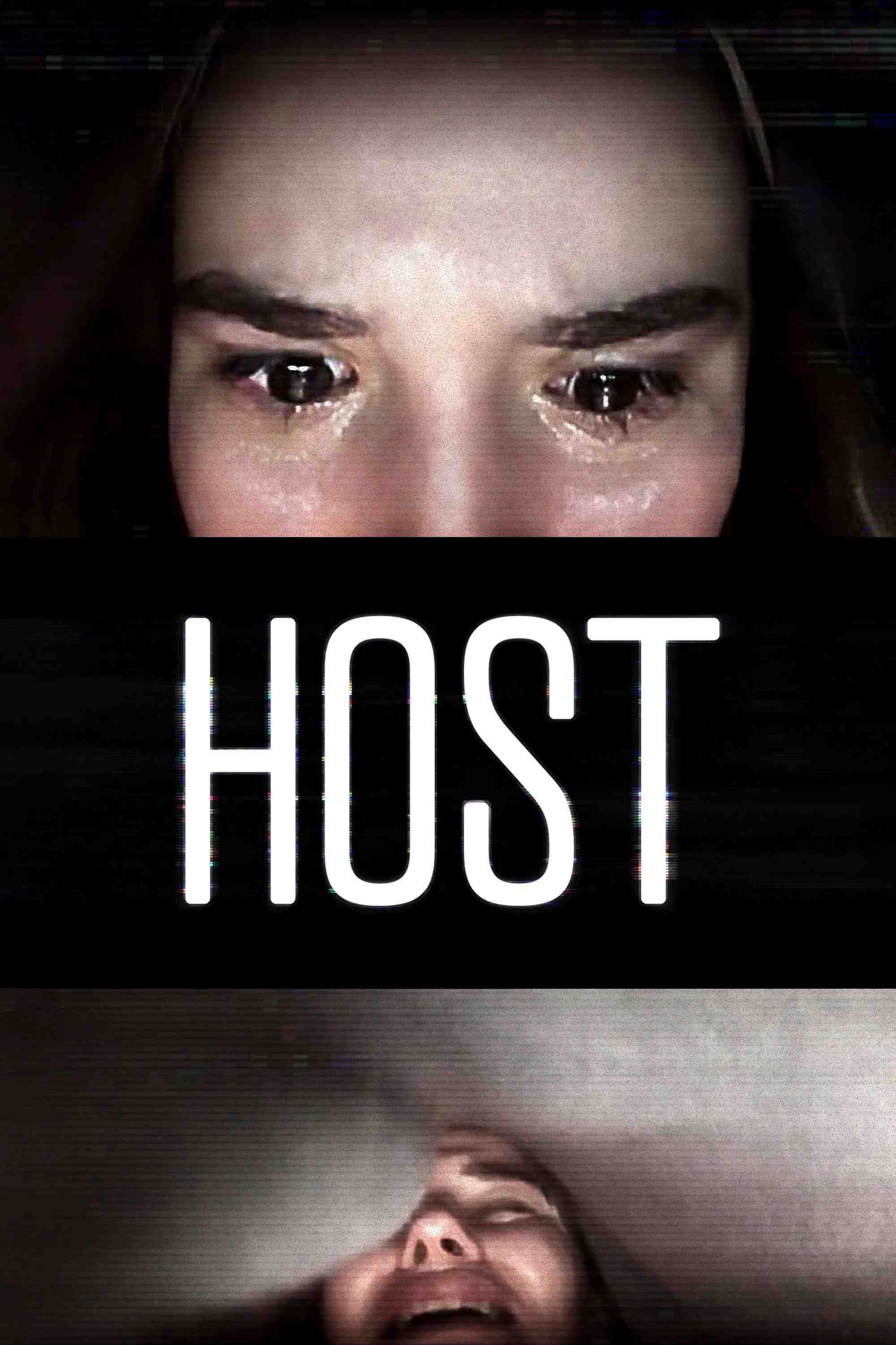 Poster chính thức của phim Phim Kinh Dị "Phòng Chat Quỷ Ám" (Host - 2020), với sự tham gia của diễn viên Haley Bishop và Jemma Moore.