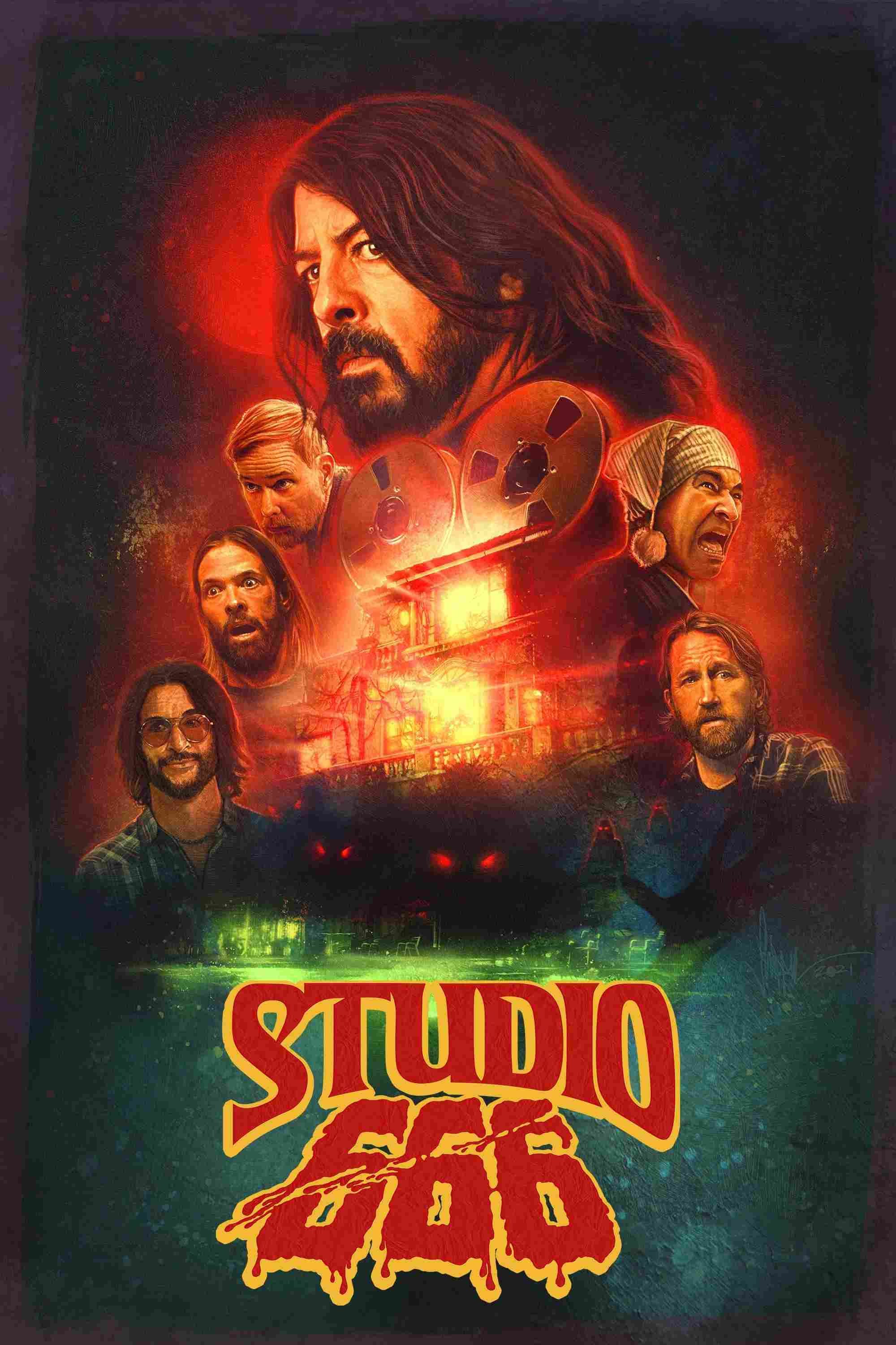 Poster chính thức của phim Phim Kinh Dị, Phim Hài "Phòng Thu Âm 666" (Studio 666 - 2022), với sự tham gia của diễn viên Dave Grohl và Taylor Hawkins.
