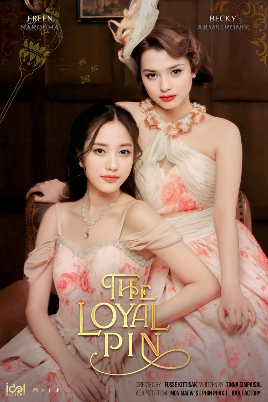 Poster chính thức của phim Phim Tâm Lý "Pin Pak: Trâm Cài Tóc Hoàng Gia" (The Loyal Pin - 2024), với sự tham gia của diễn viên Rebecca Patricia Armstrong và Sarocha Chankimha.