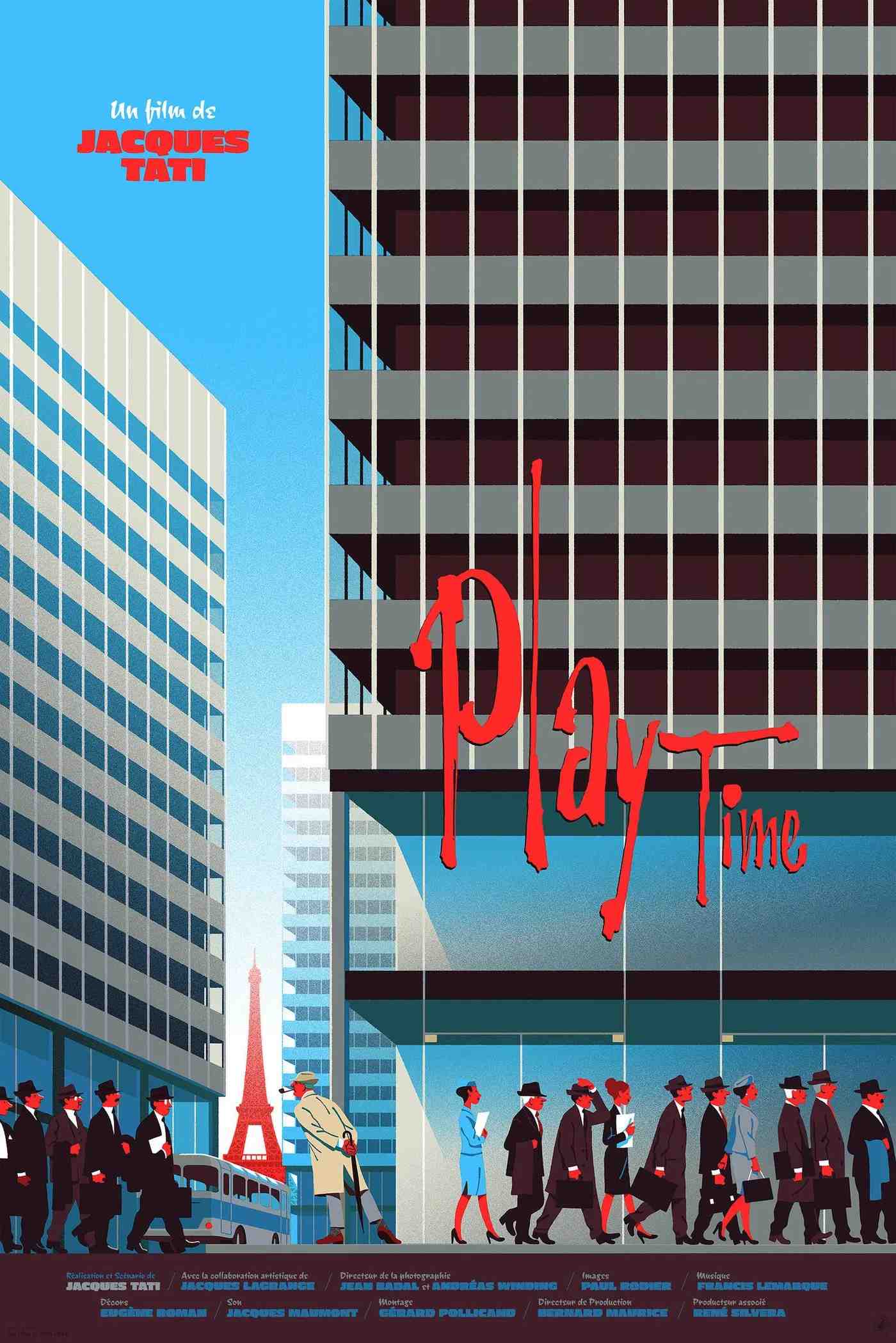 Poster chính thức của phim Phim Hài "Playtime" (PlayTime - 1967), với sự tham gia của diễn viên Jacques Tati và Barbara Dennek.