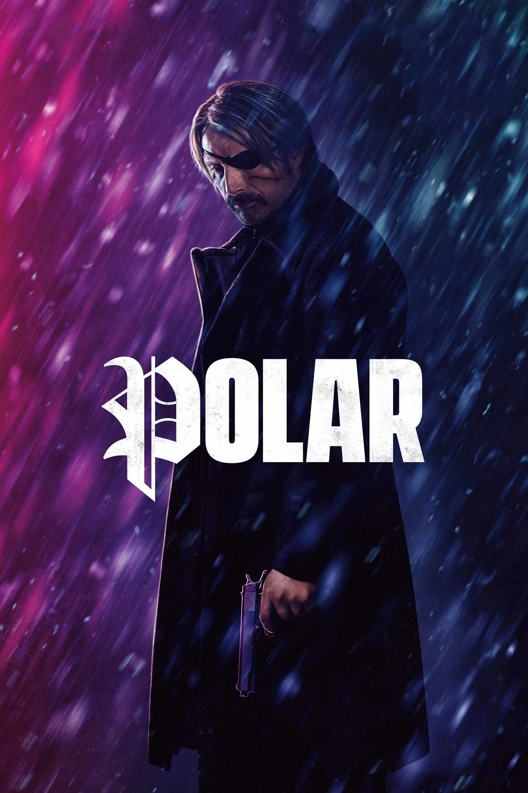 Poster chính thức của phim Phim Hành Động, Phim Hình Sự "Polar: Sát Thủ Tái Xuất" (Polar - 2019), với sự tham gia của diễn viên Mads Mikkelsen và Vanessa Hudgens.