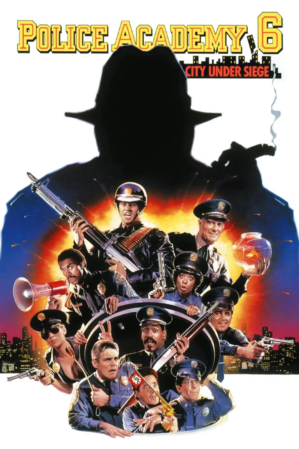 Poster chính thức của phim Phim Hài, Phim Hình Sự "Police Academy 6: City Under Siege" (Police Academy 6: City Under Siege - 1989), với sự tham gia của diễn viên Bubba Smith và David Graf.