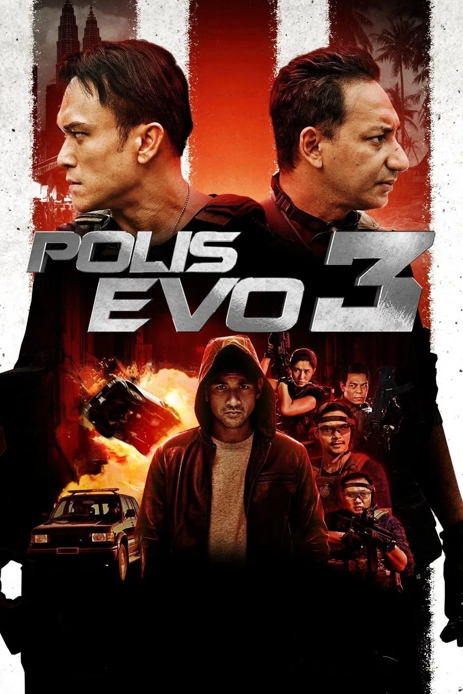 Poster chính thức của phim Phim Hành Động, Phim Hài "Polis Evo 3" (Polis Evo 3 - 2023), với sự tham gia của diễn viên Shaheizy Sam và Zizan Razak.