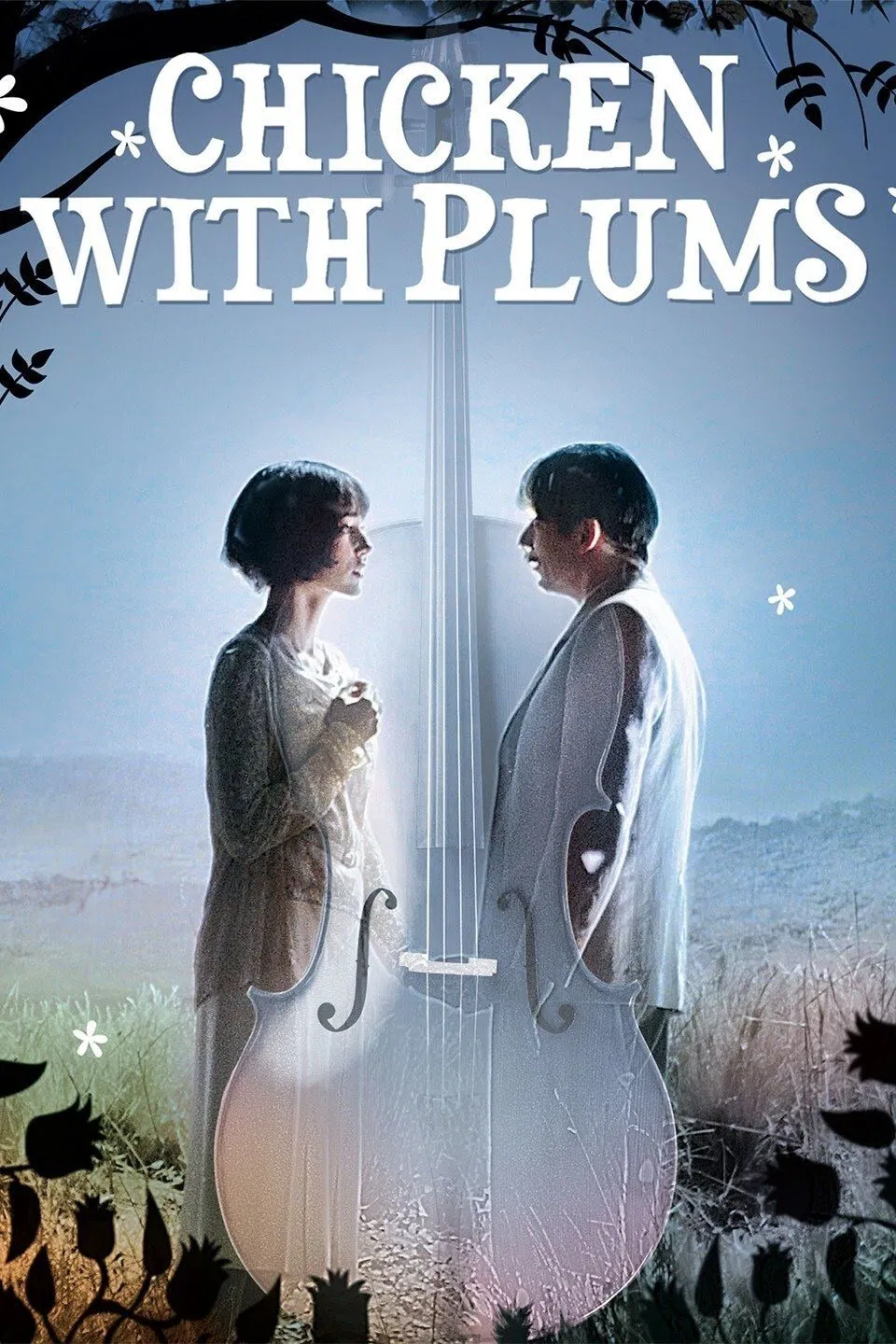 Poster chính thức của phim Phim Hài, Phim Tâm Lý "Poulet Aux Prunes" (Chicken with Plums - 2011), với sự tham gia của diễn viên Mathieu Amalric và Golshifteh Farahani.