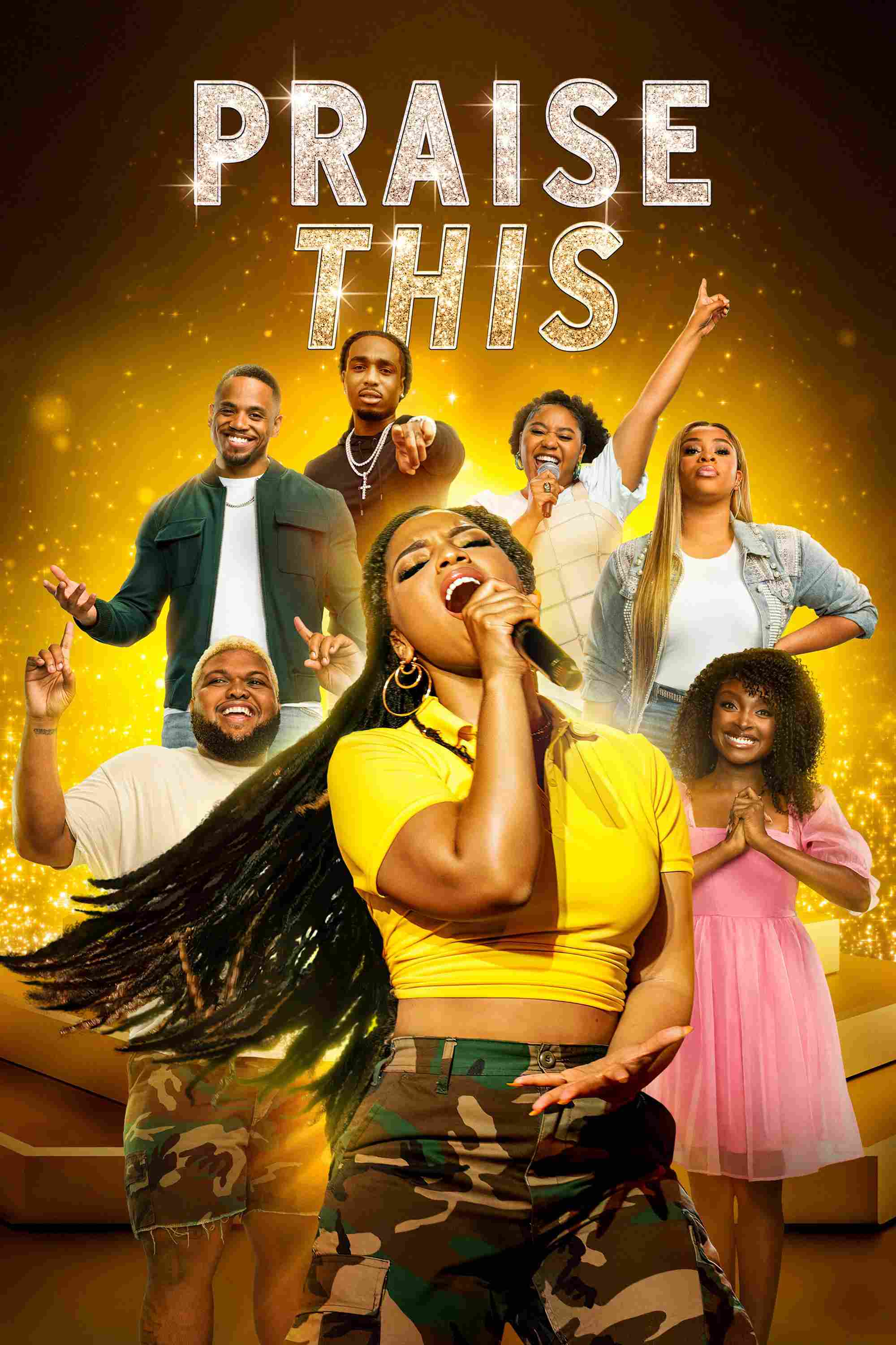Poster chính thức của phim Phim Ca Nhạc, Phim Tình Cảm "Praise This" (Praise This - 2023), với sự tham gia của diễn viên Chloe Bailey và Anjelika Washington.