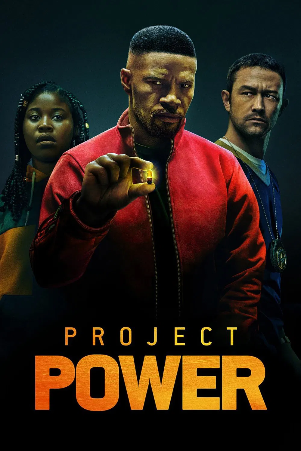 Poster chính thức của phim Phim Hành Động, Phim Hình Sự "Project Power: Dự Án Siêu Năng Lực" (Project Power - 2020), với sự tham gia của diễn viên Jamie Foxx và Joseph Gordon-Levitt.