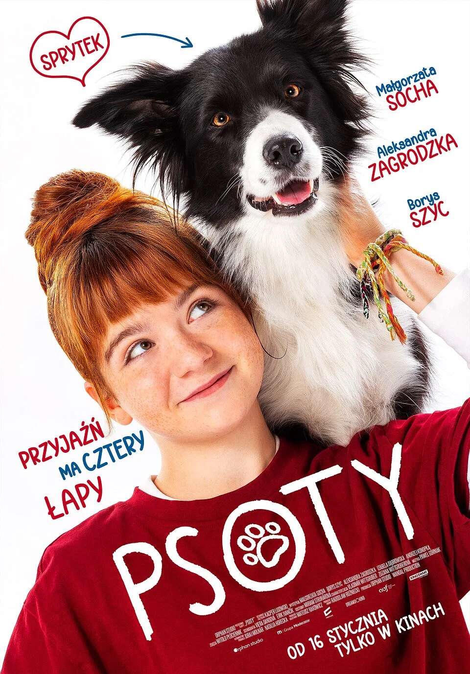 Poster chính thức của phim Phim Gia Đình, Phim Phiêu Lưu "Psoty" (Psoty - 2026), với sự tham gia của diễn viên Małgorzata Socha và Borys Szyc.