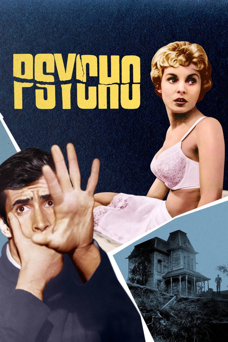 Poster chính thức của phim Phim Kinh Dị, Phim Giật Gân "Psycho" (Psycho - 1960), với sự tham gia của diễn viên Anthony Perkins và Janet Leigh.